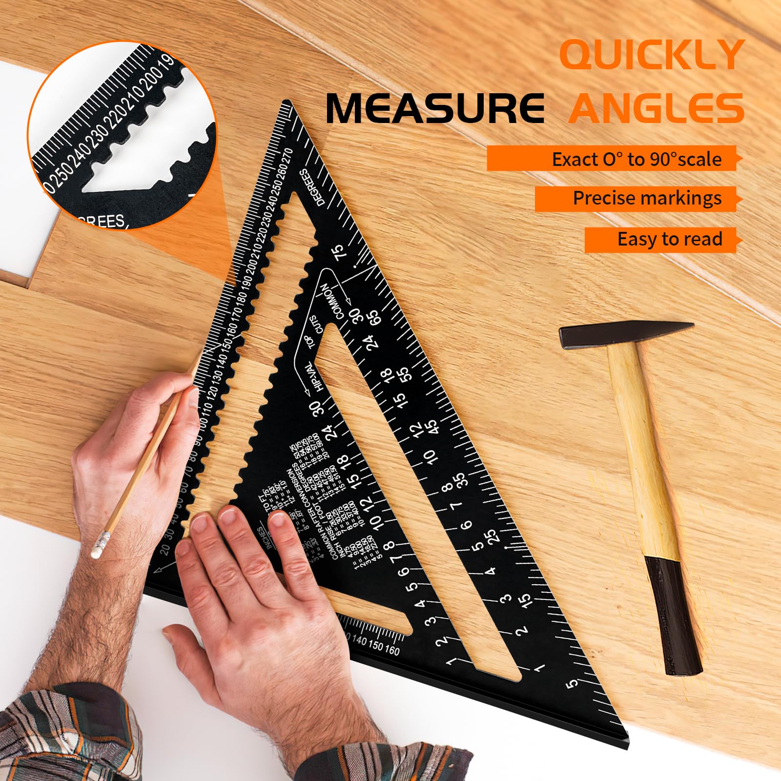 Squadra Da Falegname In Alluminio 12 Pollici - Squadra Veloce Per Misurare E Tracciare Angoli 0-90° - Foto 2