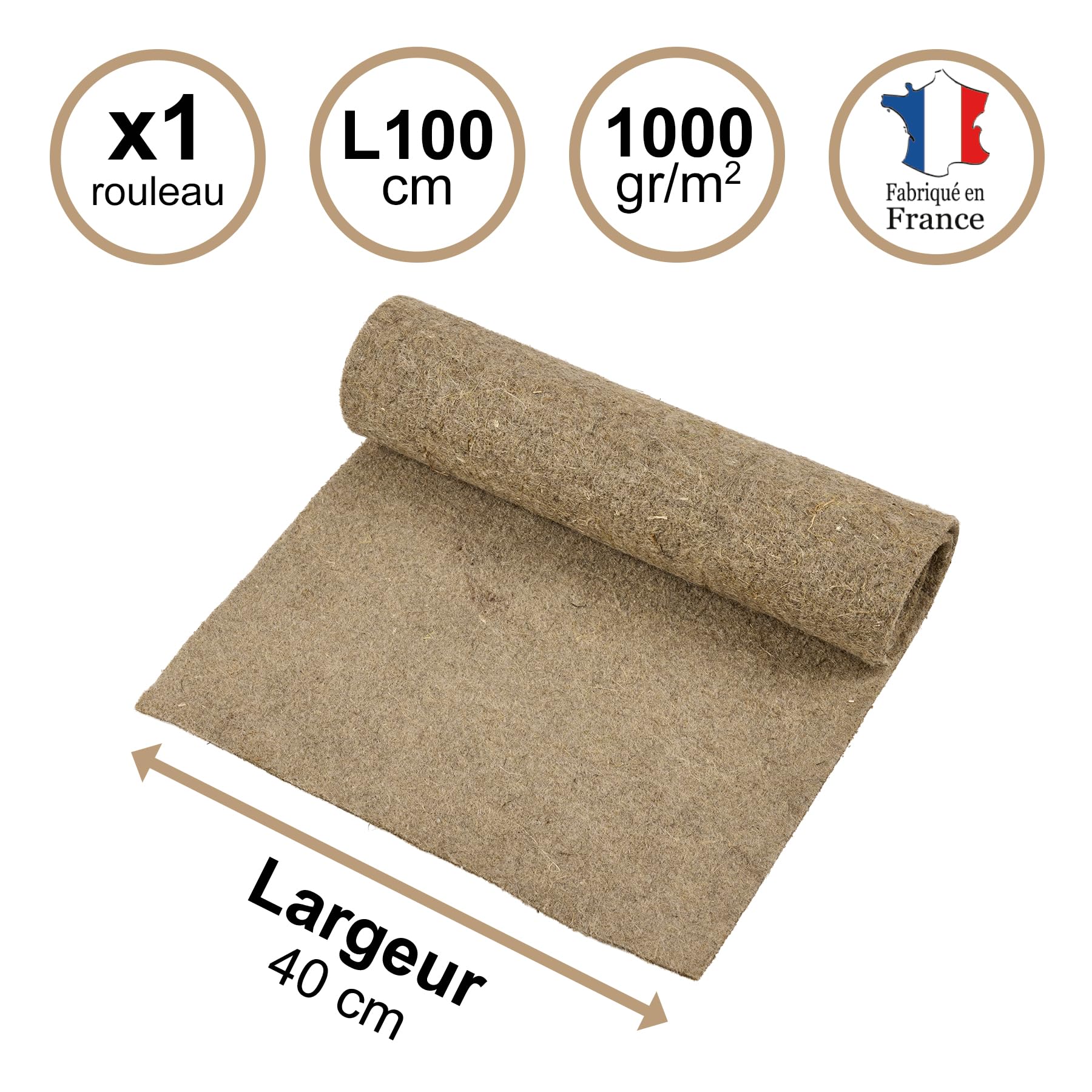 La Cordeline Tapis Litière Chanvre Naturel 40 x 100 cm Fond de Cage pour Rongeurs