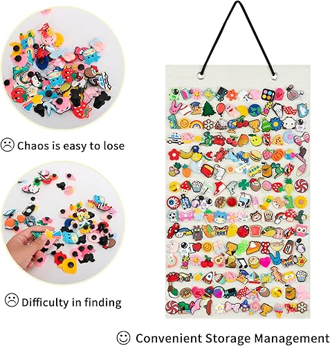 Miniatura 5 de PACMAXI Organizador de dijes para zapatos, soporte colgante para zapatos con 184 agujeros, soporte de exhibición portátil, soporte montado en la