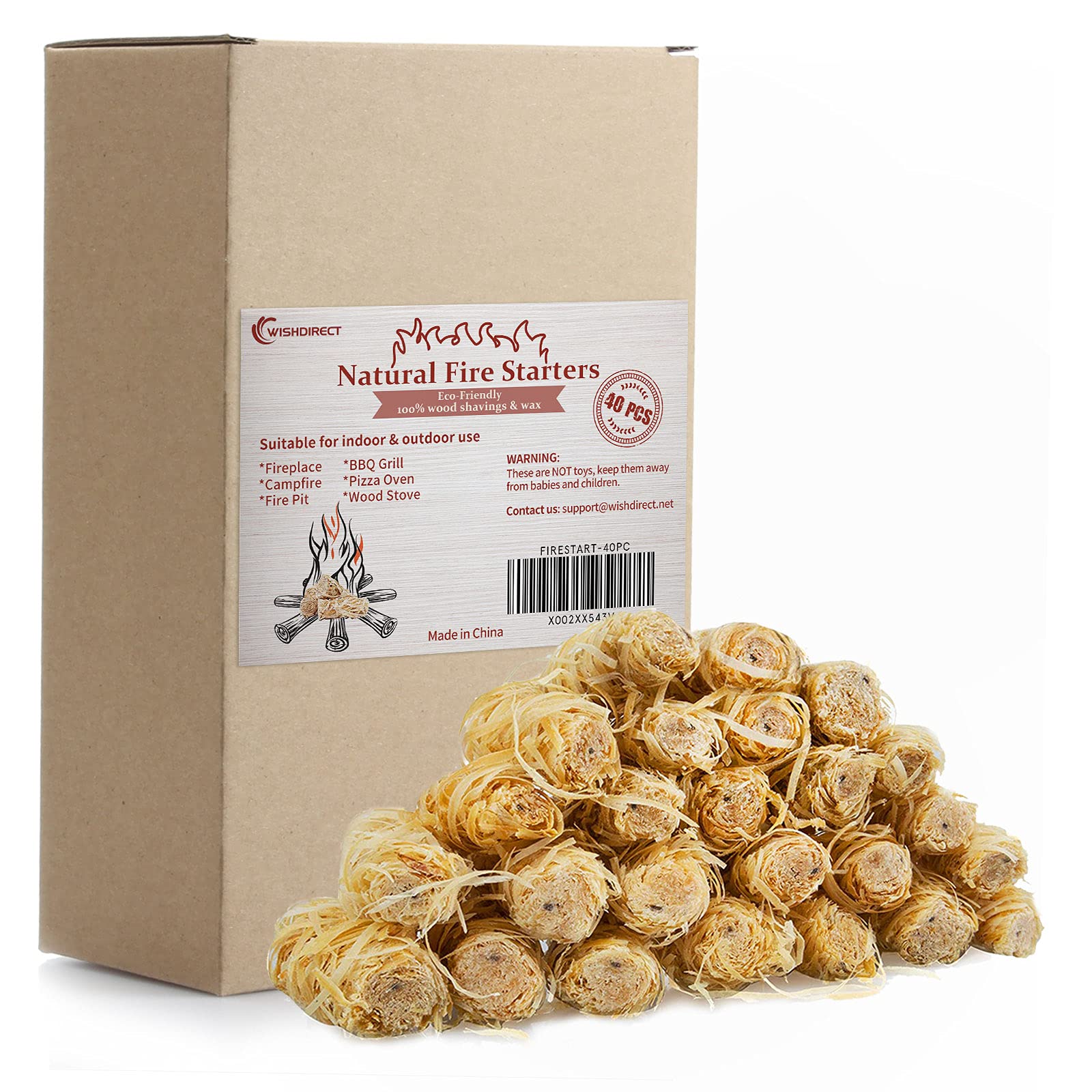 Buy WishDirect 40 Pcs Fire Starters for Campfire, Fireplace, Wood Stove