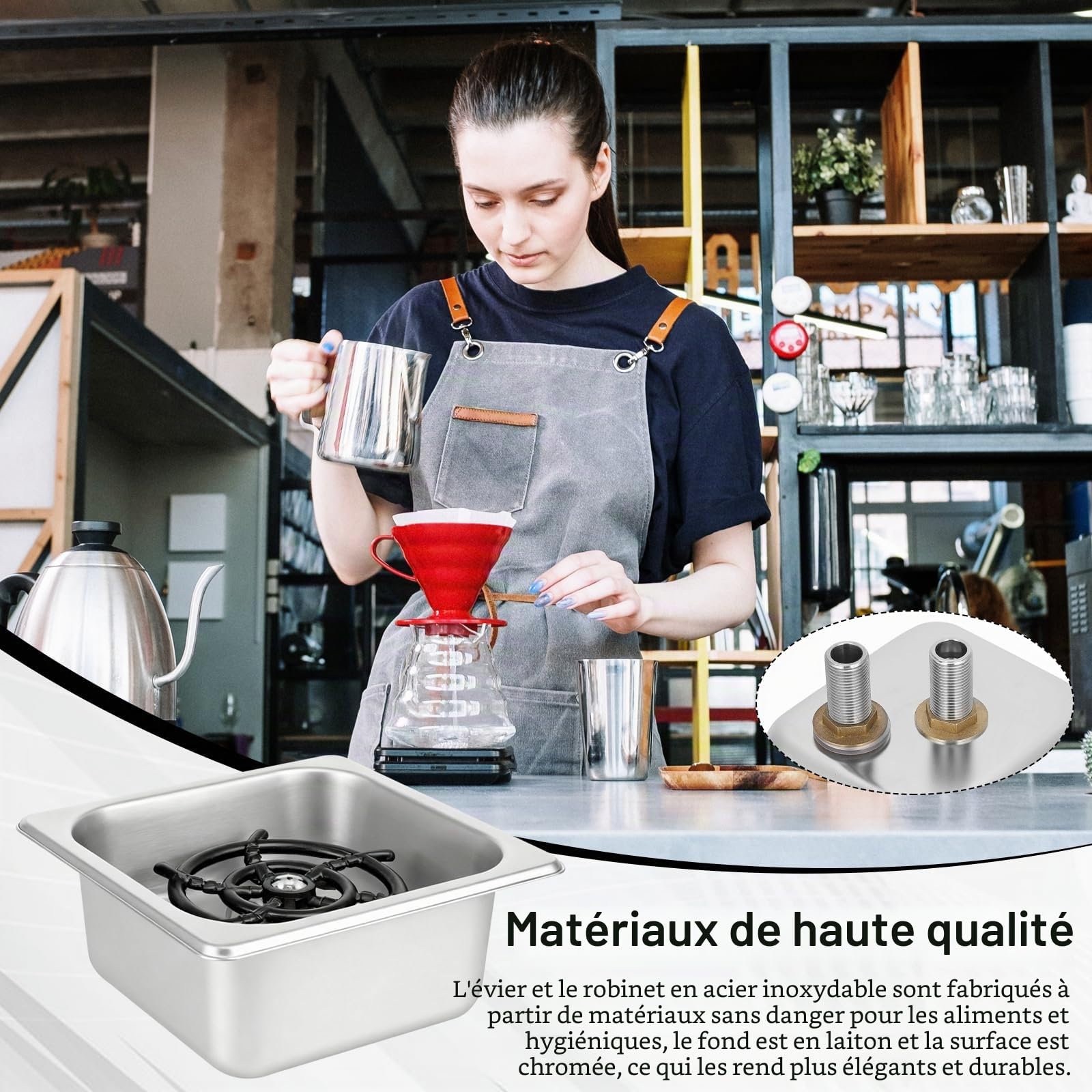Lave Verres, Automatique G1/2 En Acier Inoxydable Lave Gobelets Pour Évier De Cuisine Avec 2 Tuyaux De Connexion Accessoire Pratique Pour Bar Pub Restaurant Café Et Hôtel