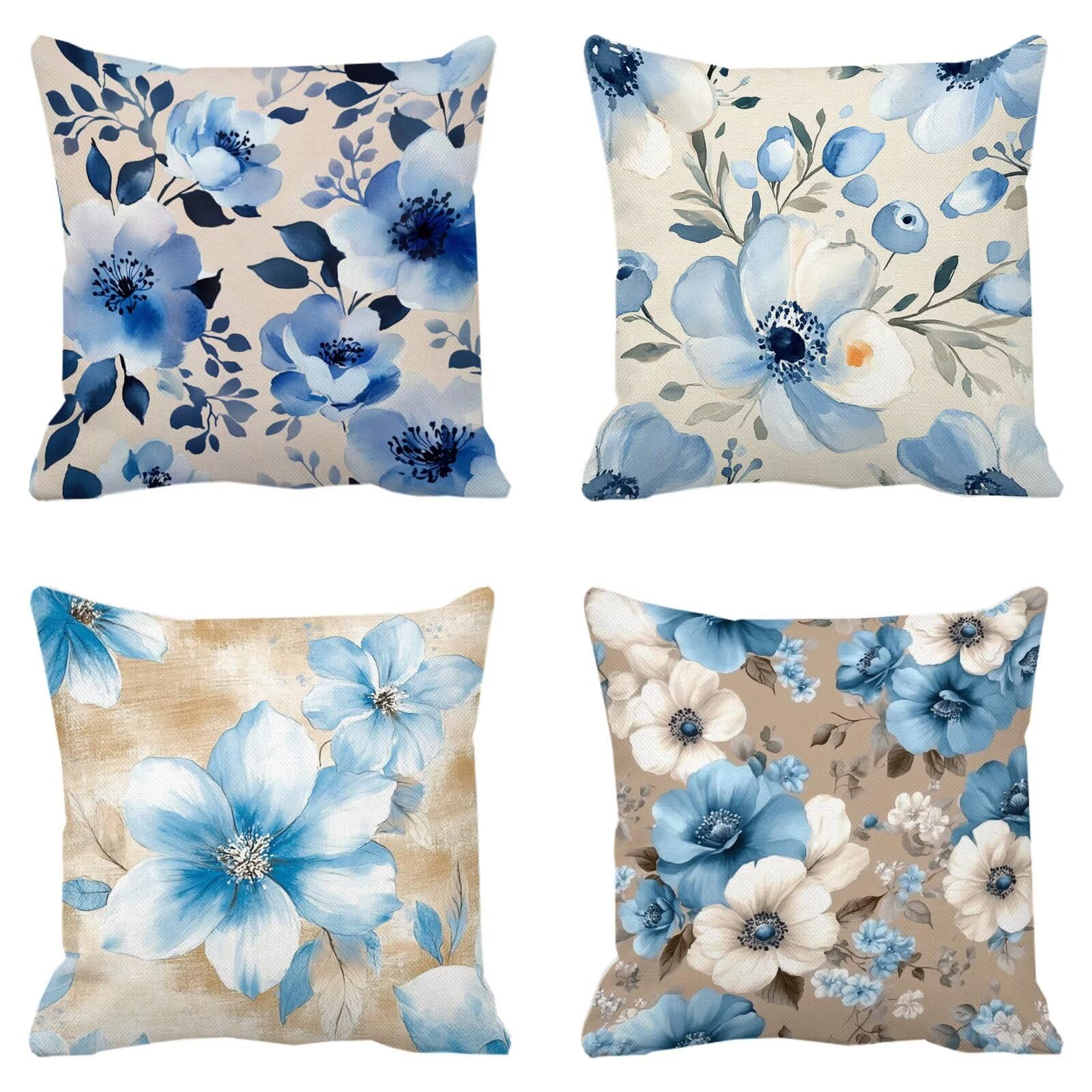 Coussins canapé extérieur étanches et housse lin bleu ancien