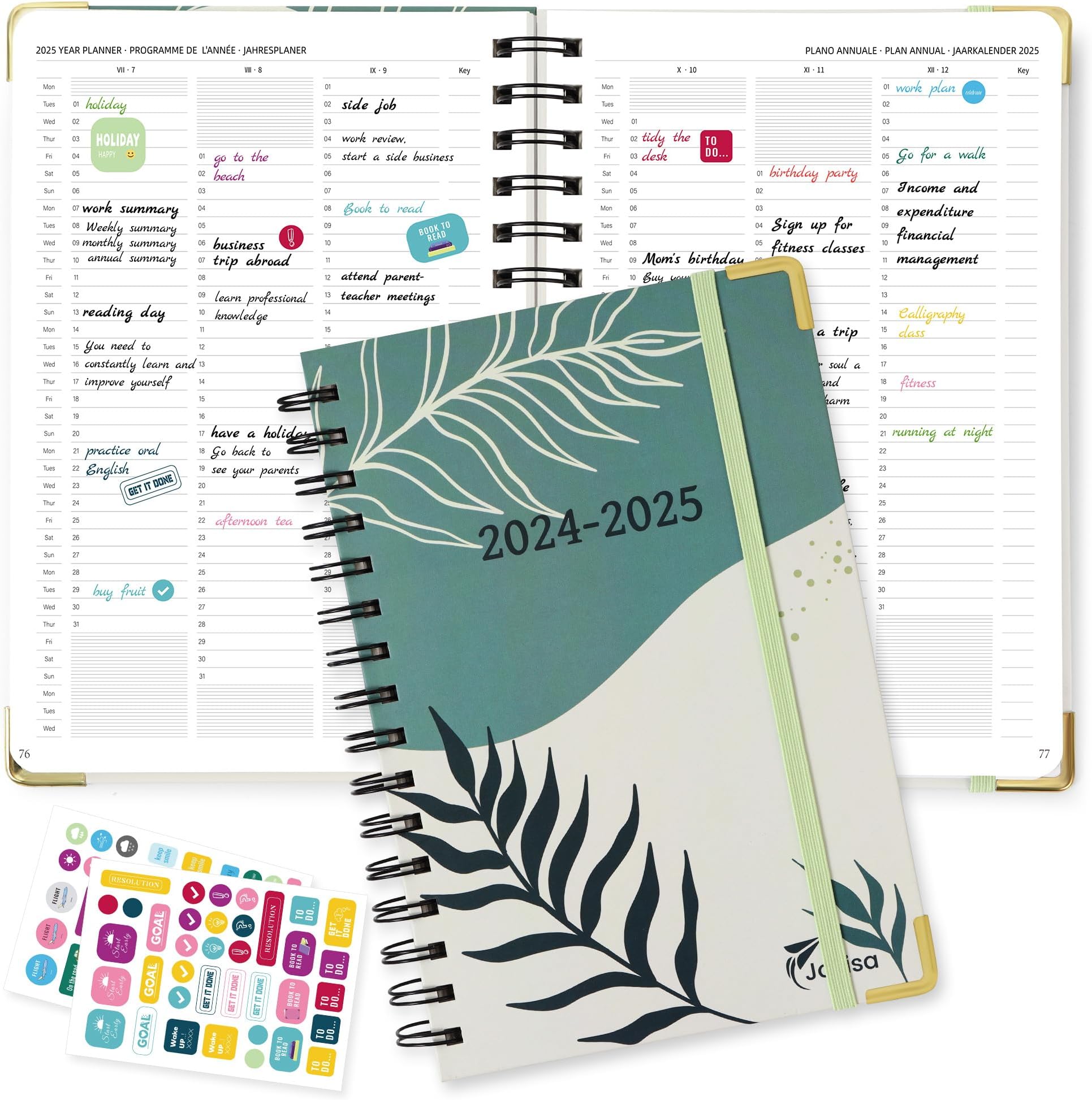 Agenda Settimanale 2025 Tascabile Jokisa - Planner Piccolo A6 Con Elastico, Segnalibro | Gennaio-Dicembre 2025 - Foto 3