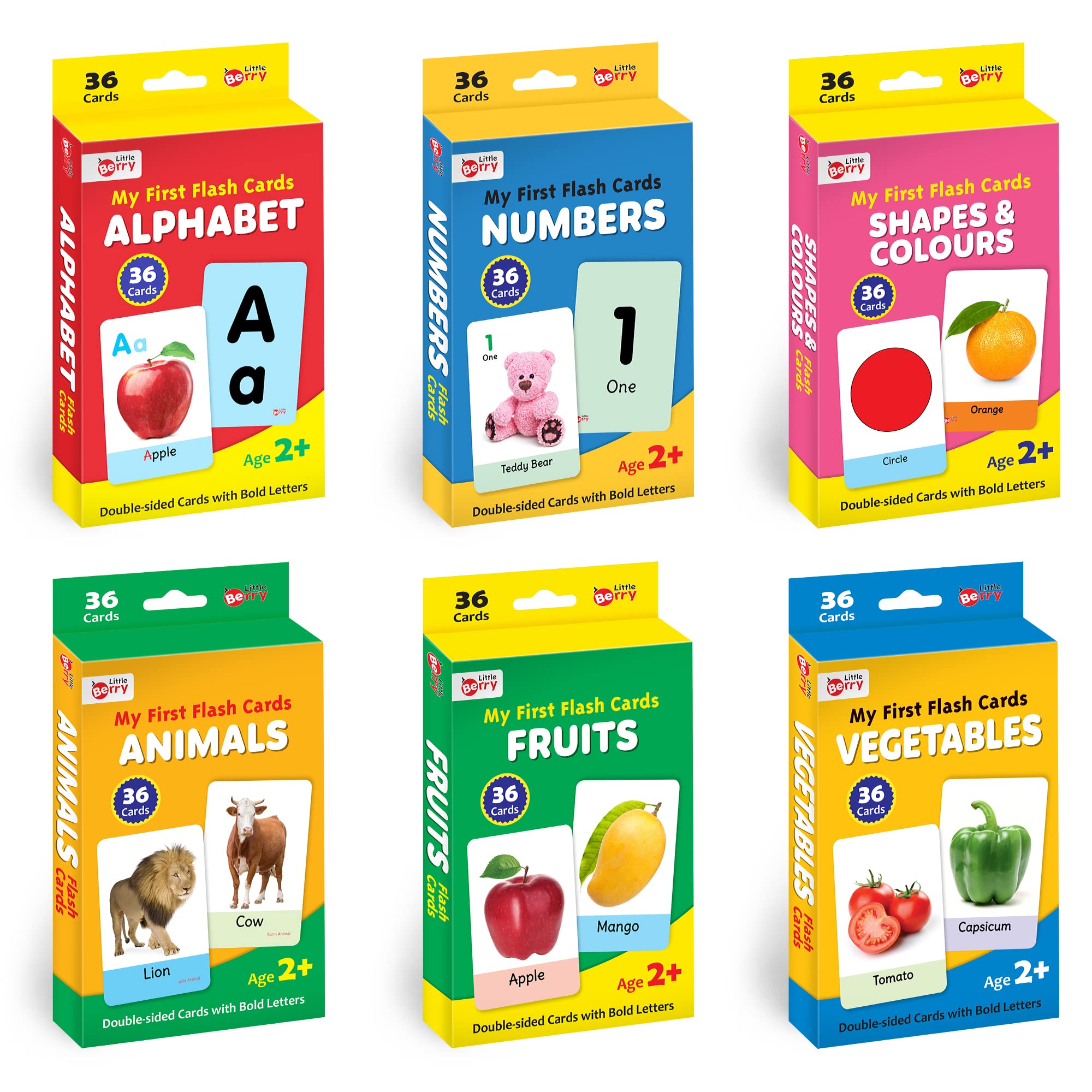 Flash Cards for 3 Year Old | 216 Big Combo for Kids 2-6 Years, Alphabet Cards for Kids Learning | ABCD, Numbers, Shapes, Colours, Animals & Fruits | Flash Cards for 3+ Year Old