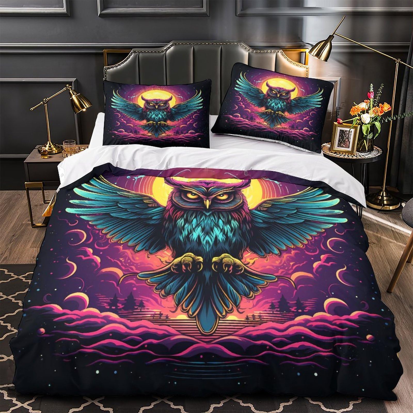 Housse de couette hibou volant pour une nuit fantastique d'enfant