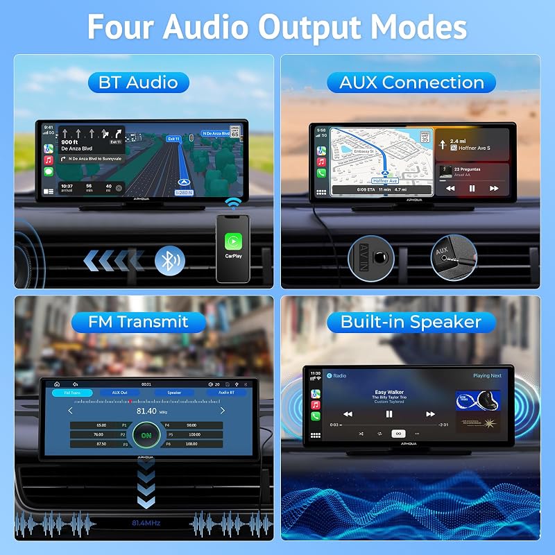 APHQUA Vezeték Nélküli CarPlay Kijelző 9.3 Hüvelyk Érintőképernyő Apple CarPlay Android Auto GPS Navigáció Siri FM Autós Multimédia