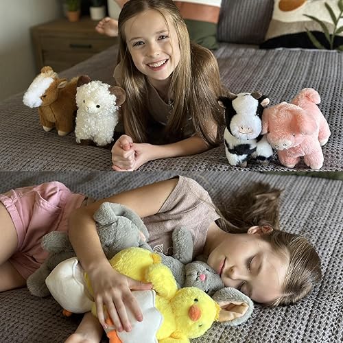 Miniatura 4 de MaoGoLan Paquete de 10 peluches de animales de granja a granel con caballo, vaca, perro, gato y más, juguetes educativos, decoración de fiesta,