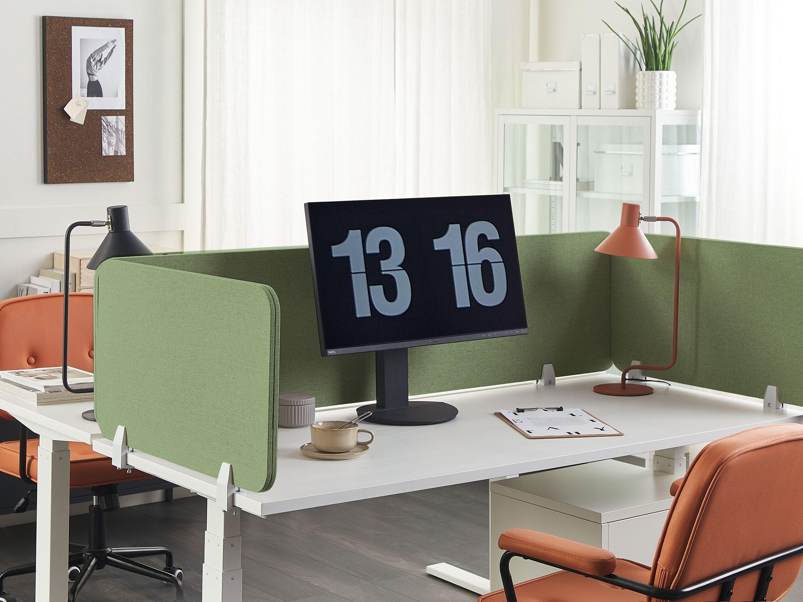 Beliani Séparateur de Bureau Vert Synthétique et Polyester 80 x 40 cm Ecran Visuel Wally