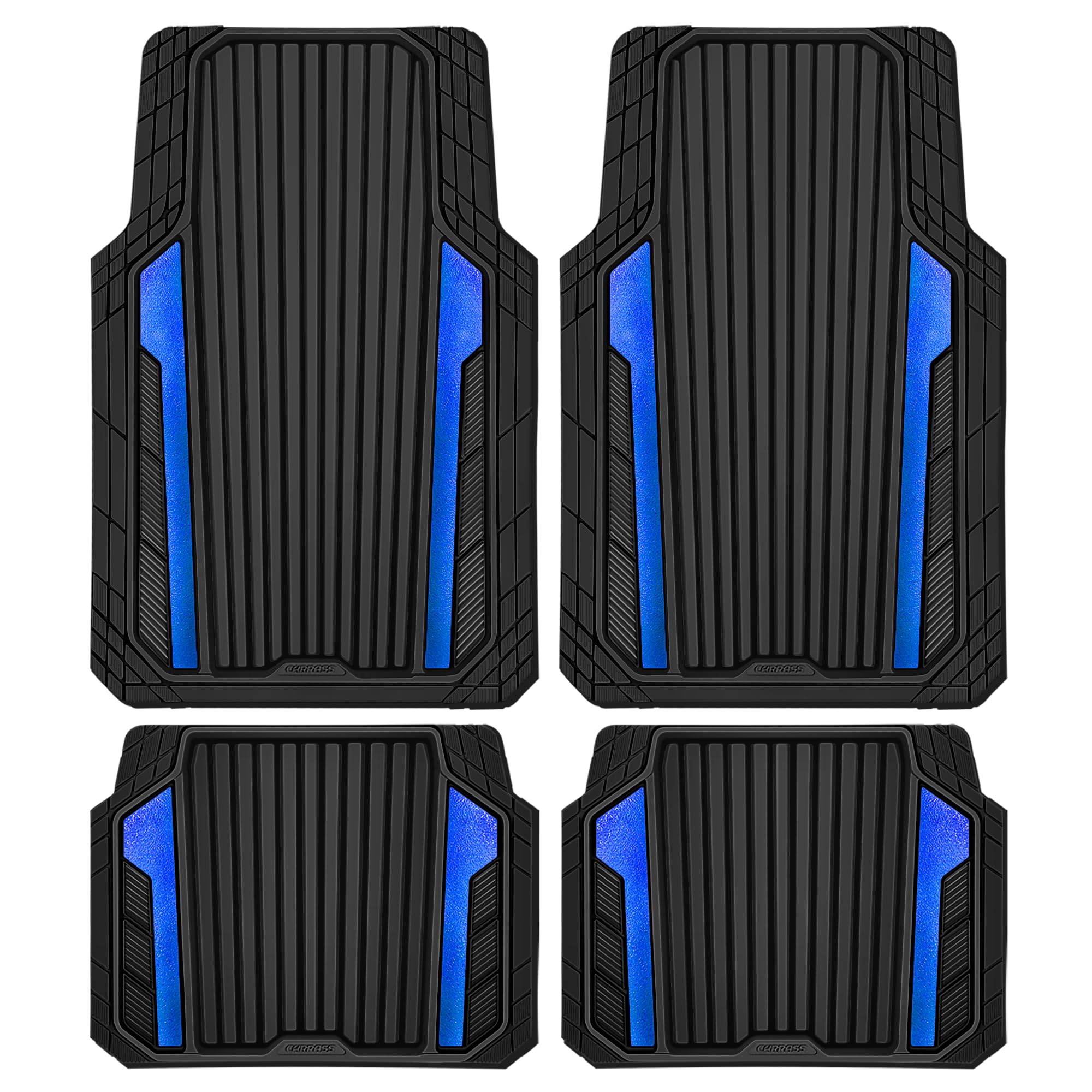 CAR PASS Set completo di tappetini per auto in gomma resistenti e sportivi, per tutte le condizioni atmosferiche, impermeabili, antiscivolo, tappetini per auto, su misura per berline al 95%, SUV