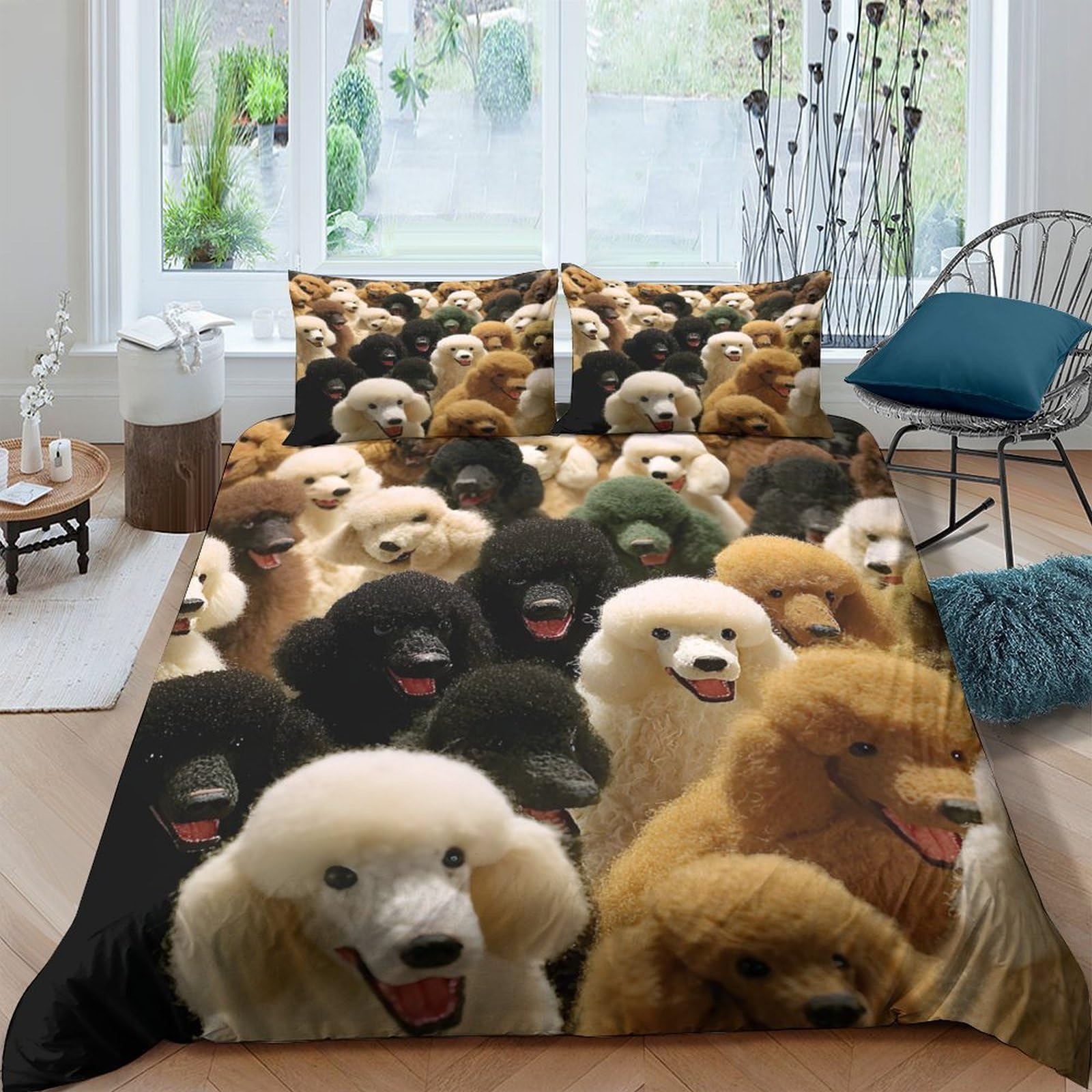 Ctjqhvkz Style-2 3D Printed Poodle Dog Fitted Sheet Microfiber Soft Breathable Cartoon Puppy Bed Cover For Bedroom Guest Room Decor Single（135X200cm）