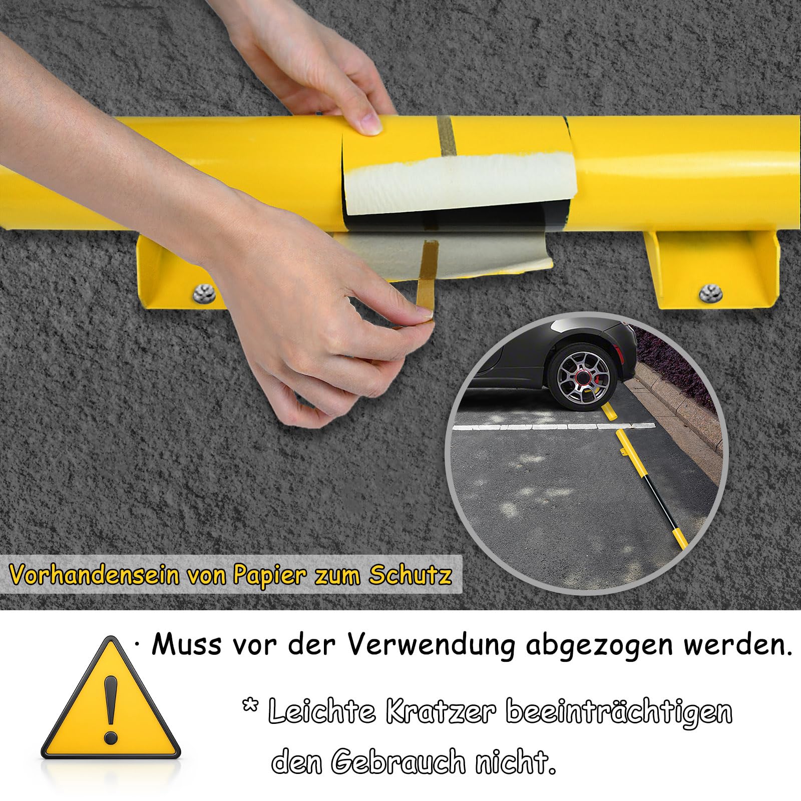 NAIZY Fermaruota 2 Pezzi in Metallo Limitatore di Parcheggio 180x8x9 cm Segnalazione di Parcheggio con Vite di Dilatazione Blocco Parcheggio Nero e Giallo Limitazione Parcheggio Ausilio per il
