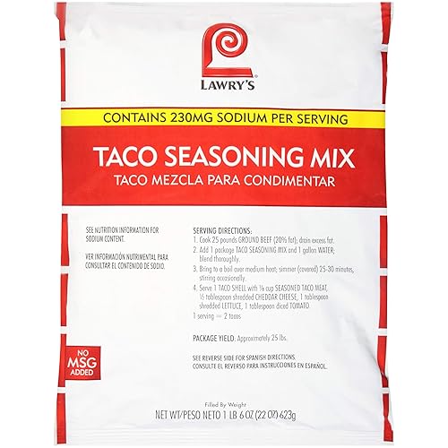 Lawry's Mezcla de condimentos para tacos, 22 onzas, un paquete de 22 onzas de mezcla de condimentos para tacos, mejor para pollo, carne de res,