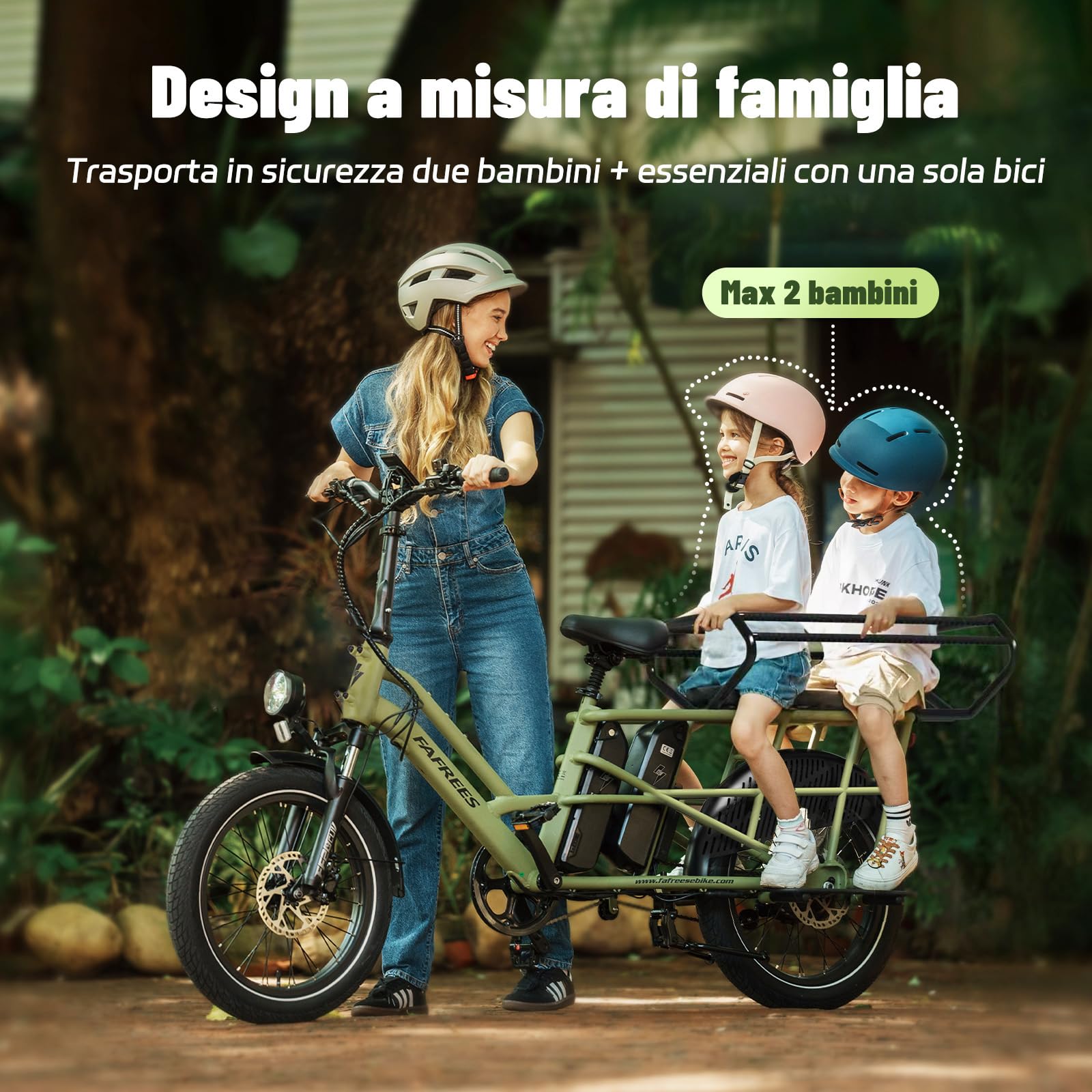 Fafrees FF20 CUV Bici Elettrica Cargo con Sensore di Coppia, Doppia Batteria 48V24Ah, Autonomia Fino a 140km, E-Bike Familiare con Seggiolino Posteriore Carico 200kg, Freni Idraulici, 20x3.0 Fat Tire