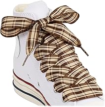 2 Pairs Stylish Shoe Laces 25mm Wide Flat Plaid Boot Laces