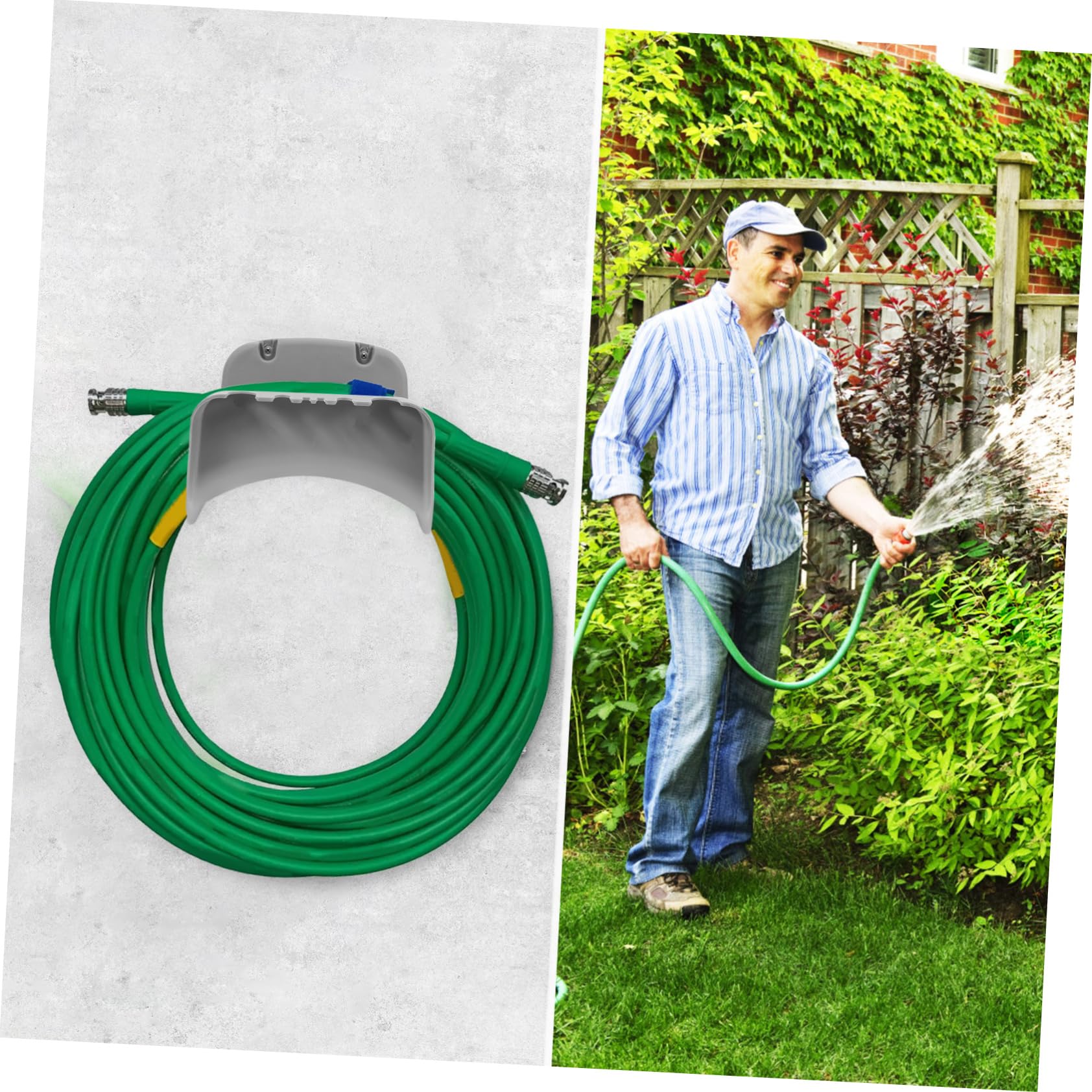 BESTonZON Rohrgestell Gartenschlauchhalter zur Wandmontage Wasserschlauchhalter für draußen Lochmarkierungswerkzeug zum Aufhängen an der Wand Gartenschlauchtrommel pp Grey