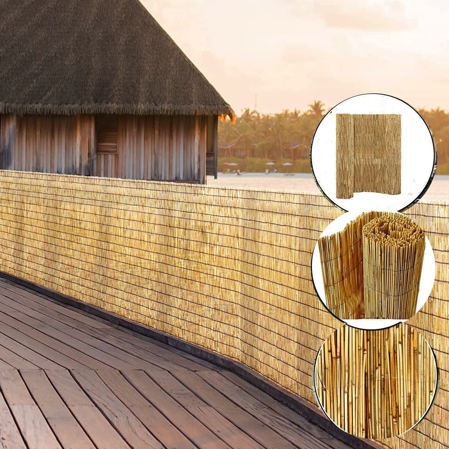 WILSONS DIRECT - Garden Screening, Thick Natural Bamboo Reed Fence Panels, Garden Privacy & Protective Screens - Outdoor Wind/Sun Protection (H: 1.2M X L 4M)