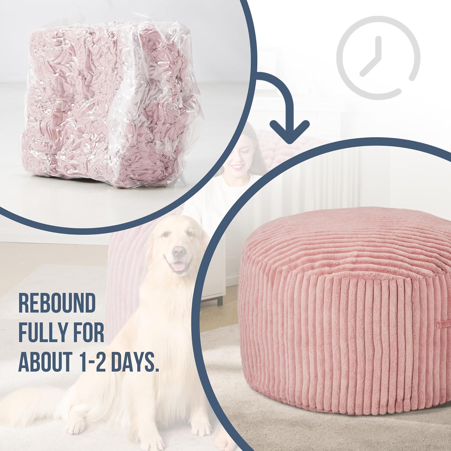 5ft Bean Bag Chairs for Adults Large Beanbag Chair with Stripe Plush Cover Big Bean Bag Chair for Living Room Bedroom Dorm Office - Image 9