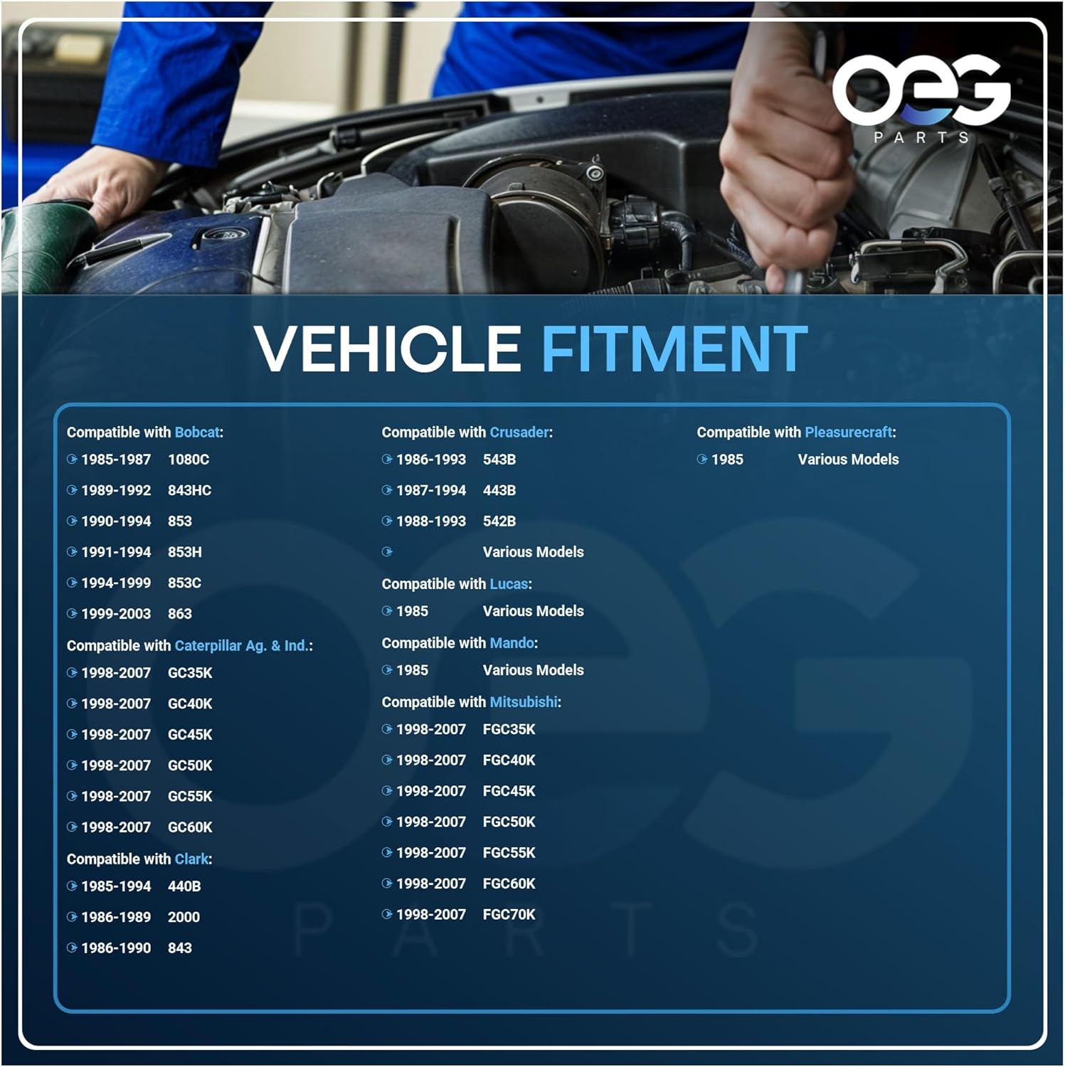 OEG Parts New Alternator Compatible With Bobcat Skid Steer Loader 843Hc 853 853C 853H 853Hc 863 863 6632211 6661611 A000B0431 AC155513 AR150CA AR150DA 10140010