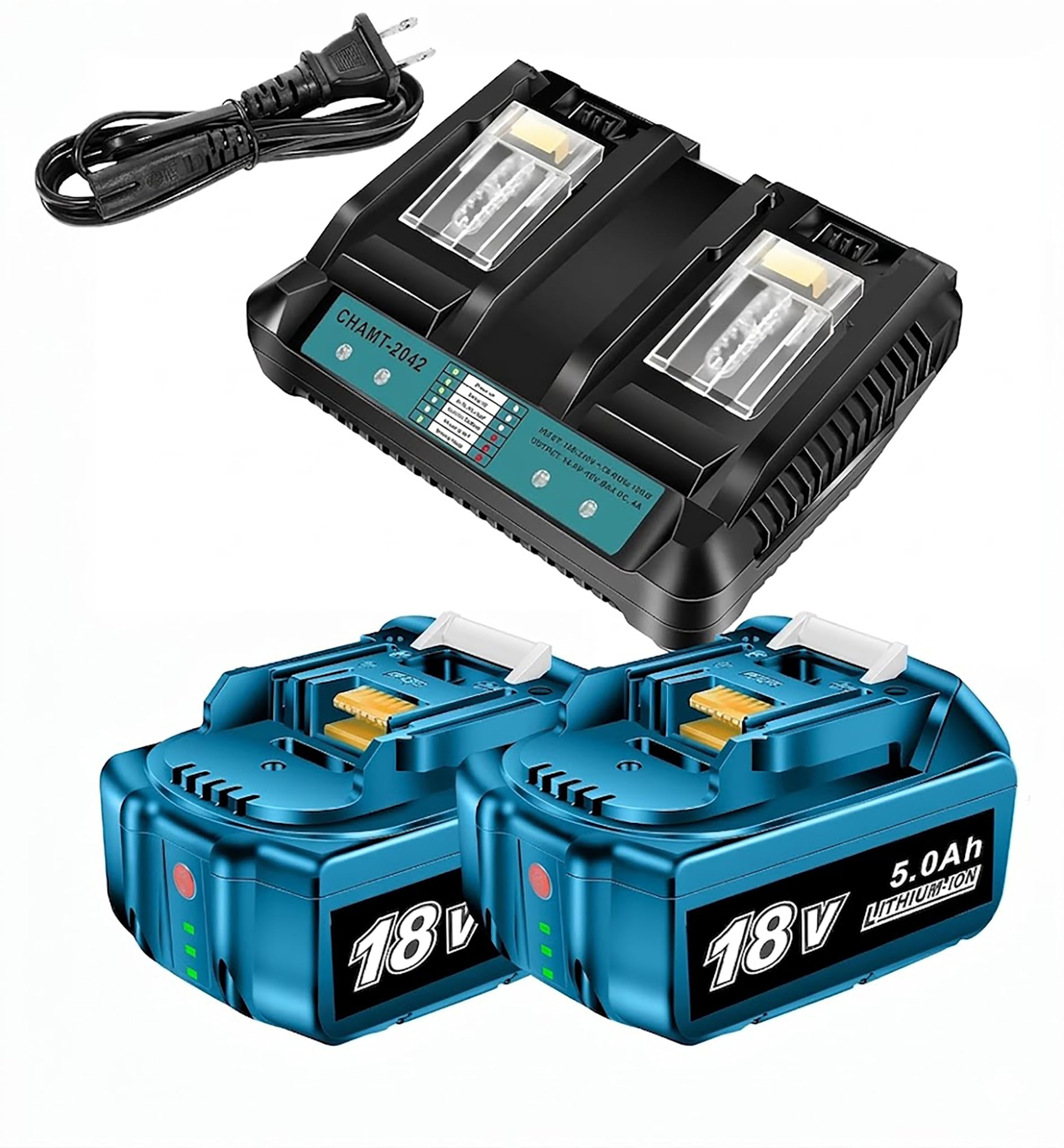 Batería de 18 V y cargador compatible con Makita 18 V 5.5 Ah batería de repuesto de iones de litio y kit de cargador rápido DC18RC - Potencia de larga duración para herramientas inalámbricas