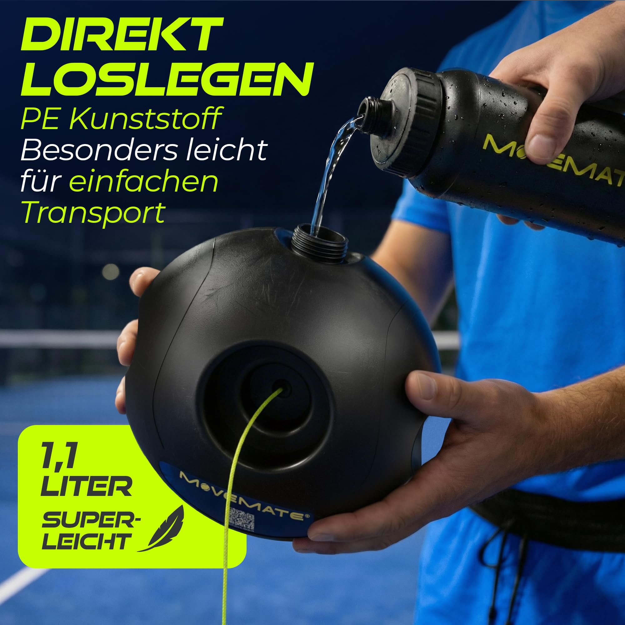 MOVEMATE Padel-Trainer Set mit Wilson® Padelball | innovatives Ballspiel für Draußen, im Garten, im Park für Kinder & Erwachsene | inkl. Transporttasche & Übungsvideos