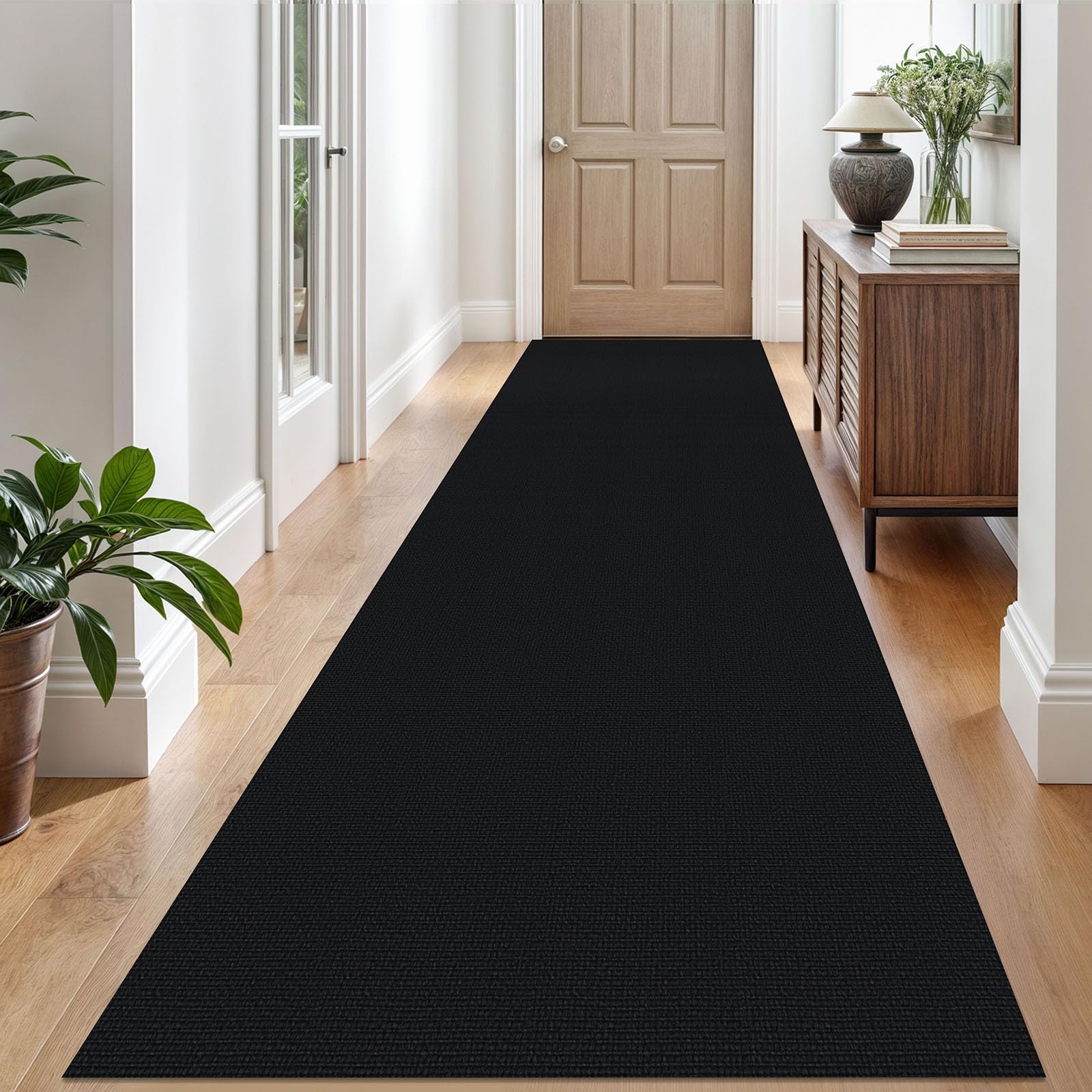 Photo 1 of EARTHALL Washable Runner Rug 3x10 Ft Non Slip Runners for Hallways Long Cotton Rubber Backed Kitchen Runner Braided Indoor Floor Carpet Runners for Entryway, Hallway, Kitchen, Black/Grey