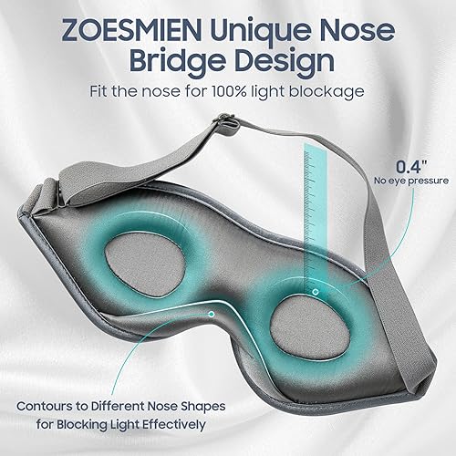 Miniatura 2 de ZOESMIEN - Antifaz para dormir de seda  Máscara de ojos 100% seda de morera, máscara de ojos contorneada 3D para mujeres y hombres, bloqueo de luz,