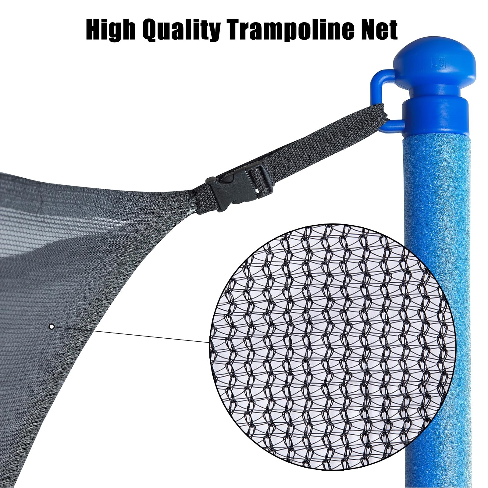 Rete Trampolino, Rete Protezione Tappeto Elastico, Rete Ricambio Trampolino Ø 183/244/305/366/427/457/488cm e 6/8/12 Pali