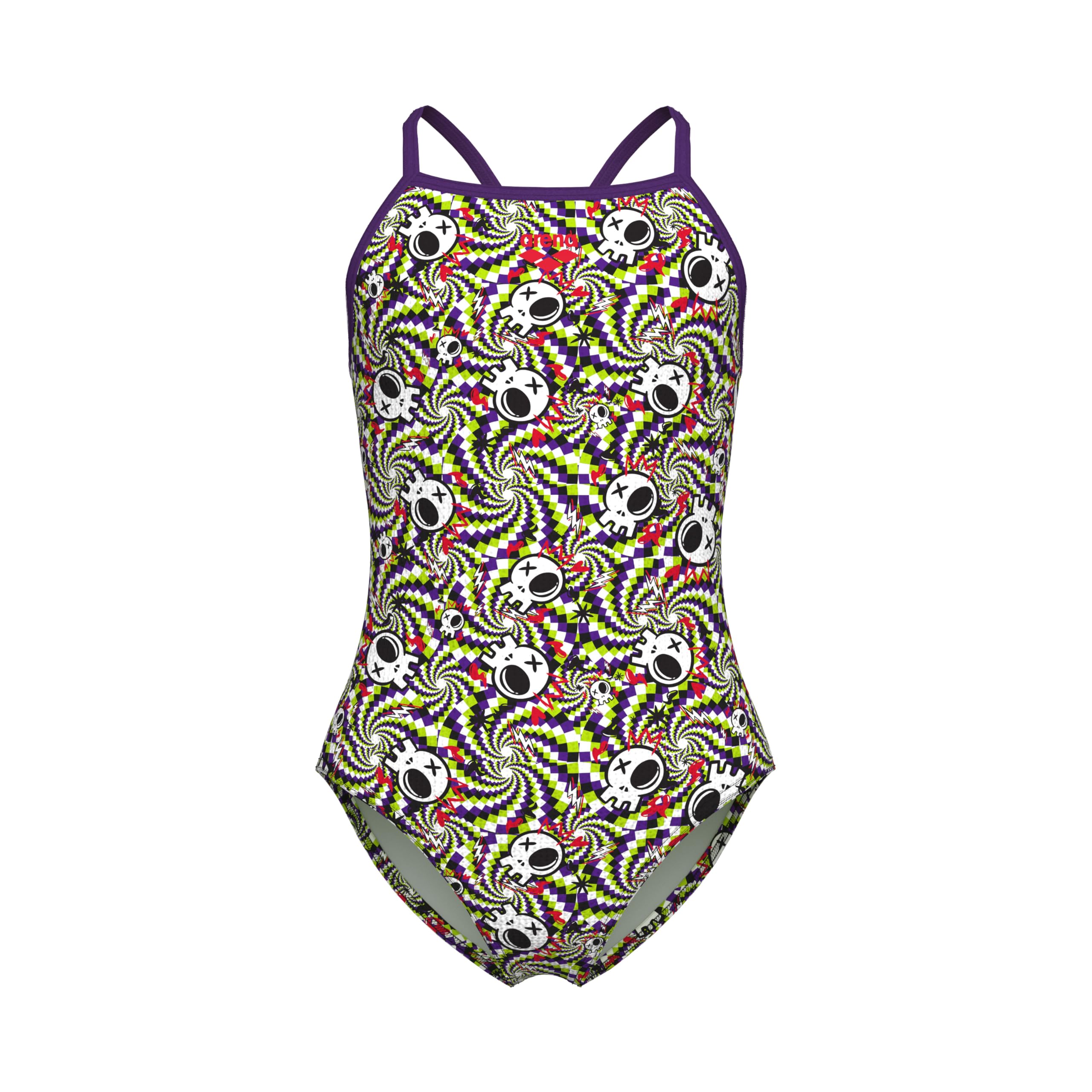 Arena Girls’ Performance Fun Skulls Lightdrop Back Athletic One Piece Pool Swimsuit Costume Intero Bambine e Ragazze