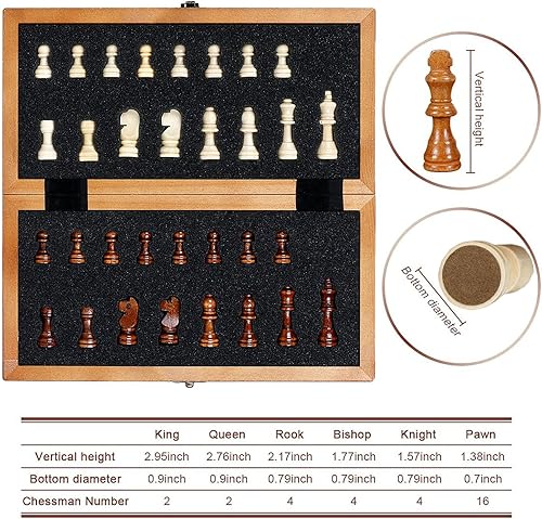 Miniatura 5 de juego de ajedrez de madera hecho a mano, 11.8 x 11.8 pulgadas