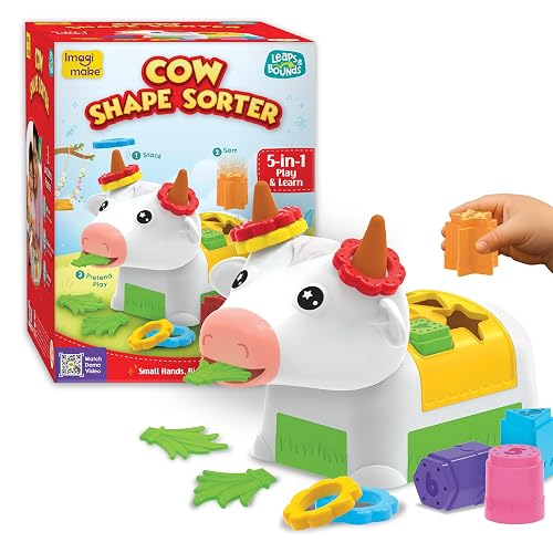 Imagimake Cow Shape Sorter |Leaps & Bounds Baby Toys for 12+ Months | Educational Toy for Toddlers, Infants | 5-in-1 Play & Learn |Stacking, Sorting, Pretend Play | Gift for Kids 1+Year Old