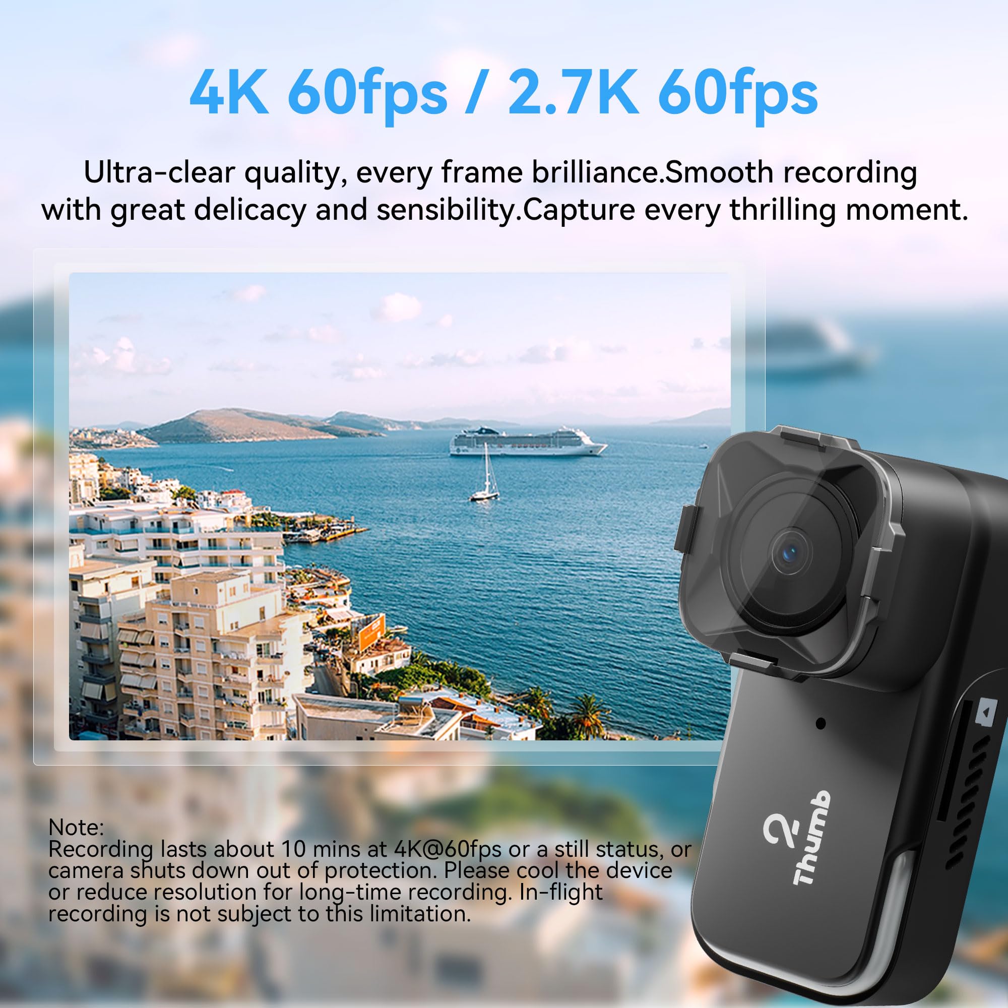 RunCam Thumb 2 FPV mini kamera sportowa 4K60FPS 27 g, pilot zdalnego sterowania, nagrywanie z filtrem Gyroflow, stabilizator ND do drona FPV Cinewhoop, samolotu, samochodu RC (2 + zestaw filtrów ND)