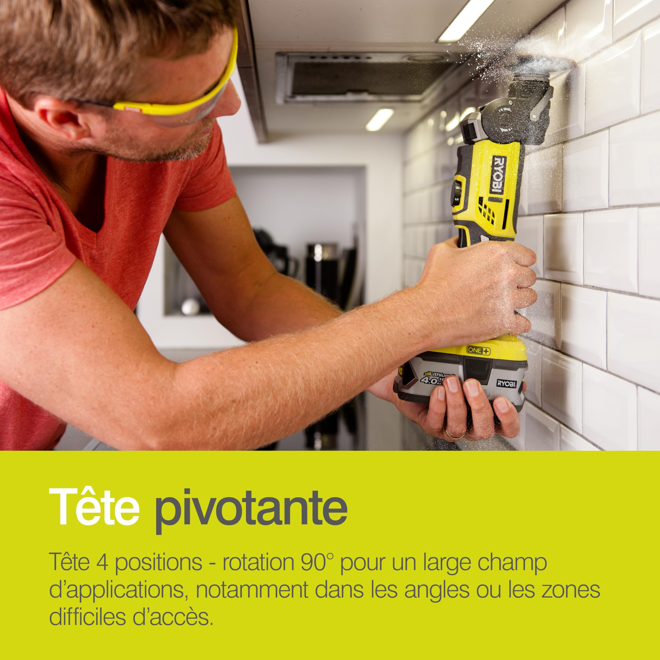 RYOBI - Outil Multifonction Oscillant Sans Fil 18V ONE+ R18MT-0 – Système Fixation Rapide, Variateur Vitesse – Idéal Découpe, Ponçage, Grattage – Batterie Non Incluse