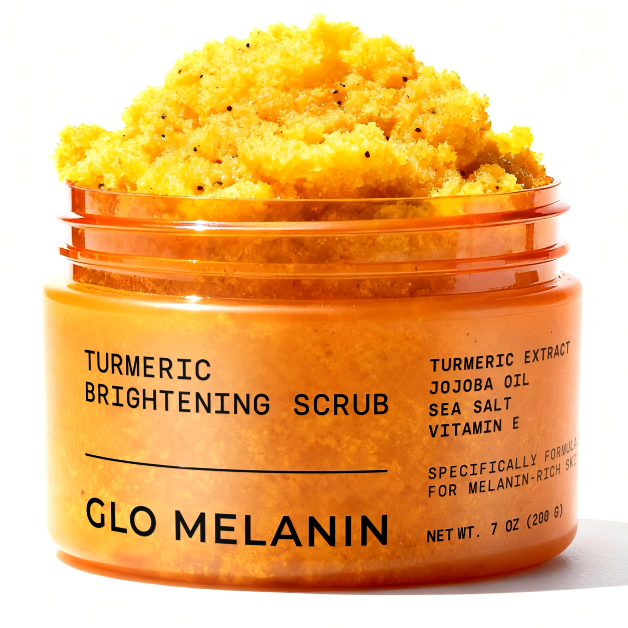 GLO Melanin Turmeric Scrub for Dark Spots, Brightening Inner Thighs Bikini Area Underarms, Natural Exfoliating Face