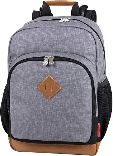 Fisher-Price Fastfinder Mochila de pañales gris con cambiador y correas para cochecito (gris), Gris, Moderno