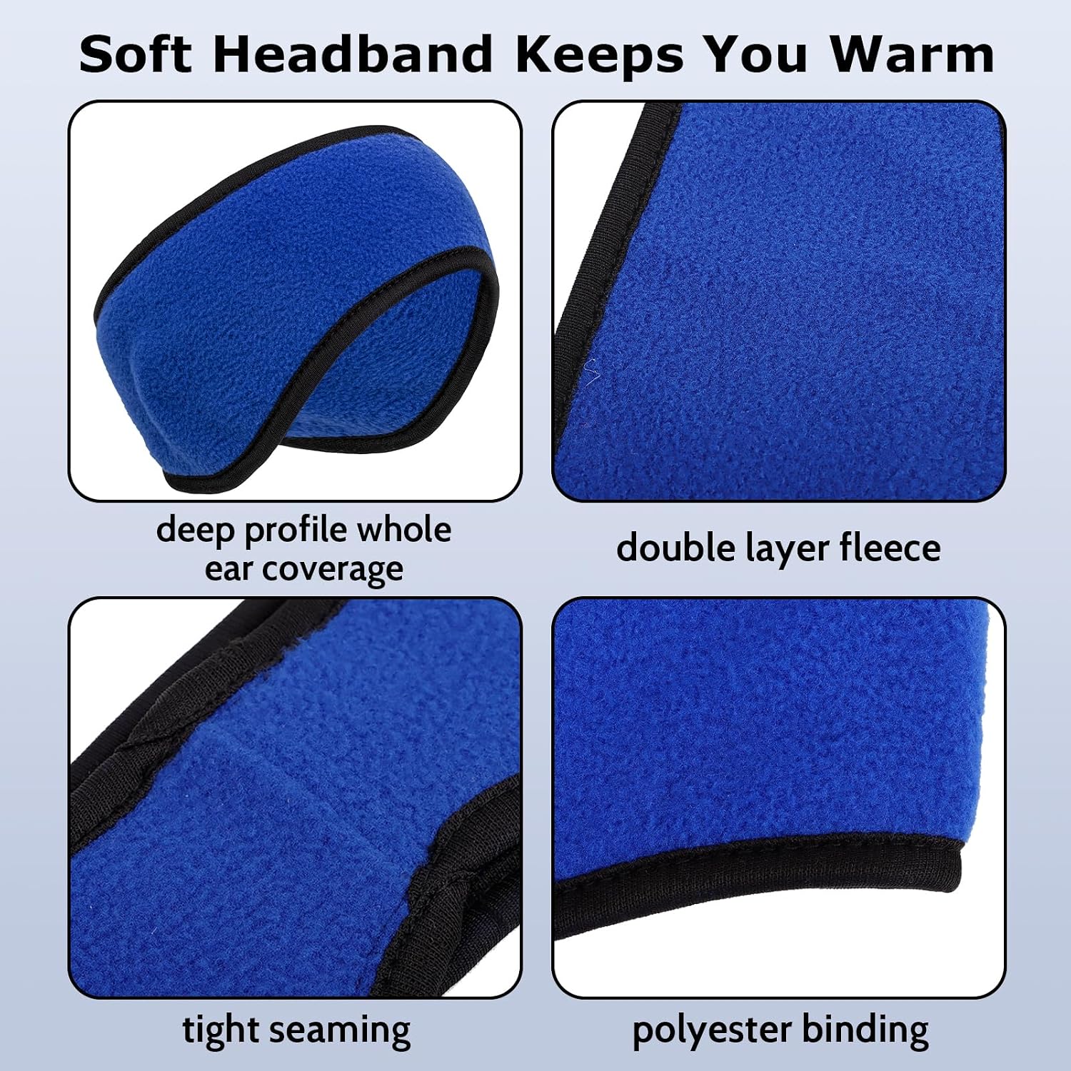 TopTie 6-Pack Ear Warmers Headband Fleece Ear Muffs Full Cover for Men Women Winter