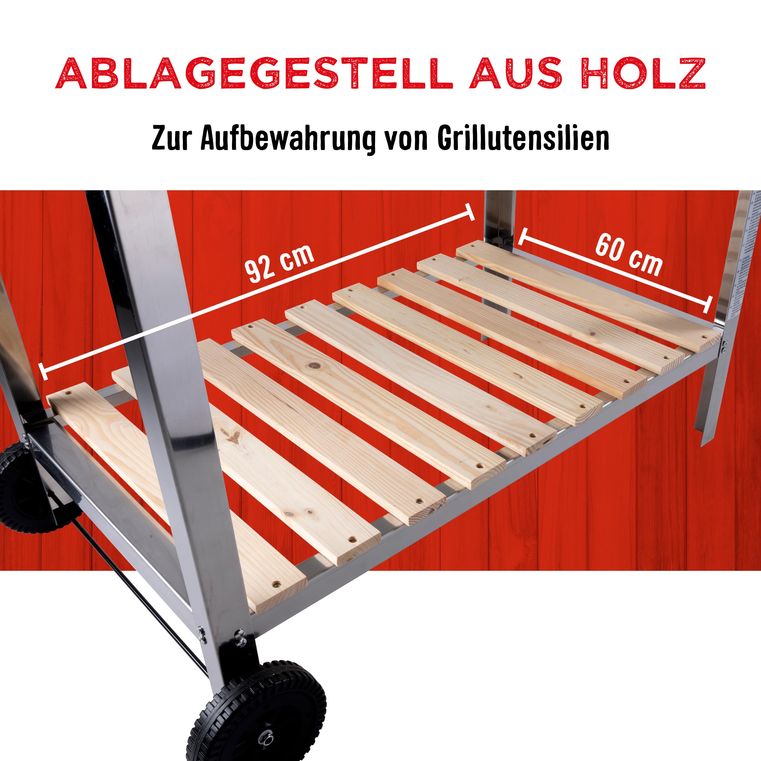 BBQ Collection Holzkohlegrill - BBQ mit Tisch - Gartenküchen Barbecue in höhenverstellbar - 98 x 56 x 85 cm