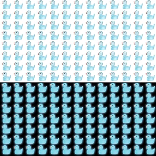 Hoemwarm 200 mini patos luminosos de resina, pequeños patos en miniatura que brillan en la oscuridad, adornos pequeños para decoración del hogar,