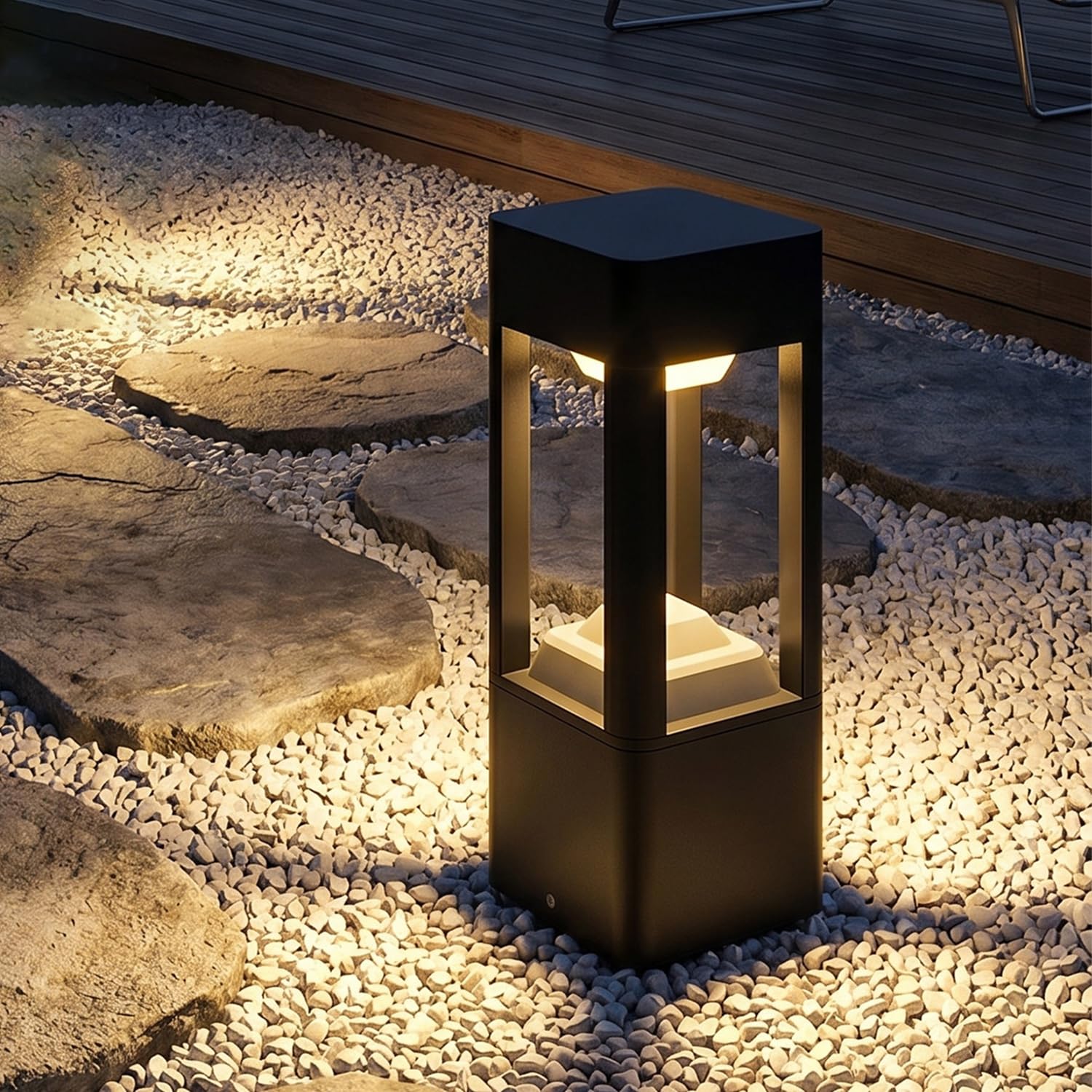 Landscape Pathway Lights For Outdoor Waterproof LED Landscape Lighting Modern Cast-Aluminum Landscape Path Lights With 3000K Exterior Pedestal Bollard Lighting For Yard Garden Walkway Lawn Lanterns