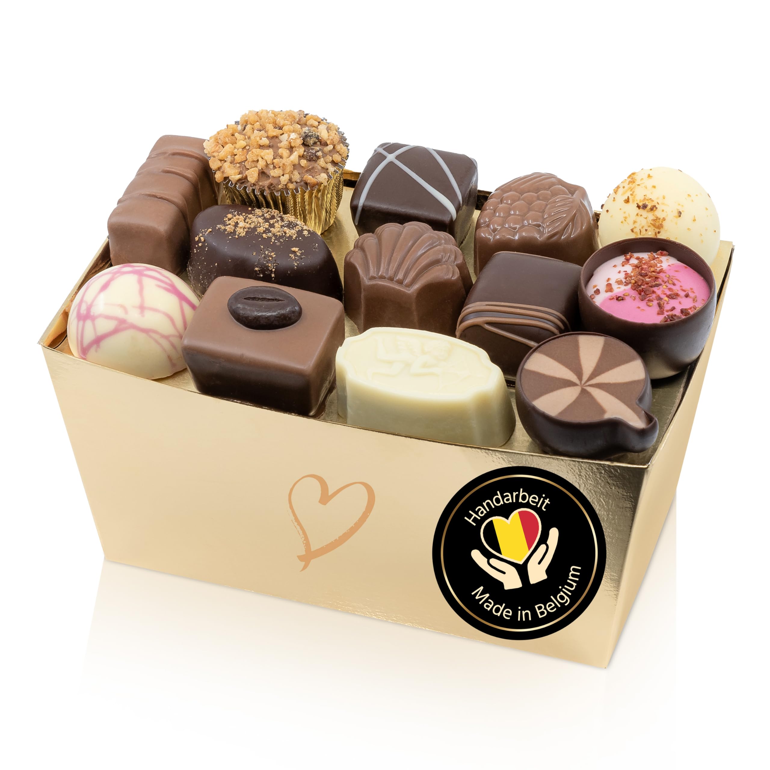 ePralinchen handverarbeitete belgische Luxus-Pralinen | Premium Edition 500g | klassische Pralinenmischung mit Nuss, Frucht, Karamell uvm. | ohne Alkohol | köstliche Schokolade made in Belgium