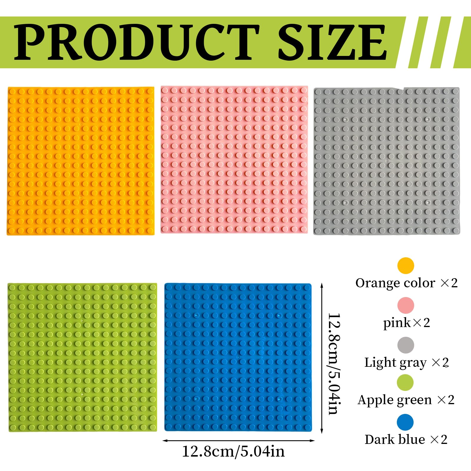 Płyty budowlane, 10 sztuk, płyta podstawowa ABS, zestaw 12,8 x 12,8 cm, wytrzymałe płyty budowlane, 16 x 16 wypukłych wypustek do większości marek (S)
