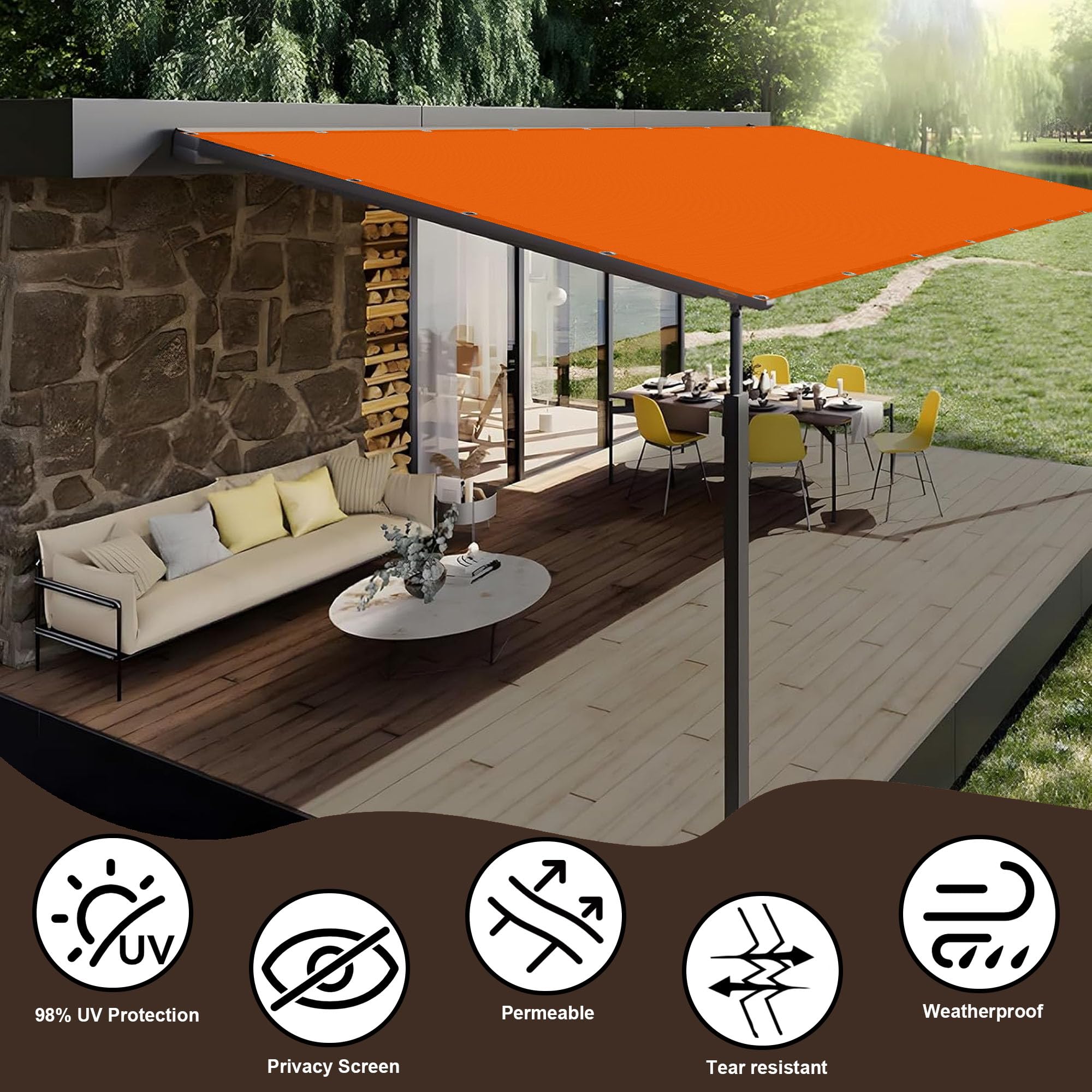 Sonnensegel Wasserdicht 90 x 400 cm Viele Größe Und Farben Wasserdicht Rechteckig Sonnenschutz Terrasse Reißfest für Innenhof, Rasen, 