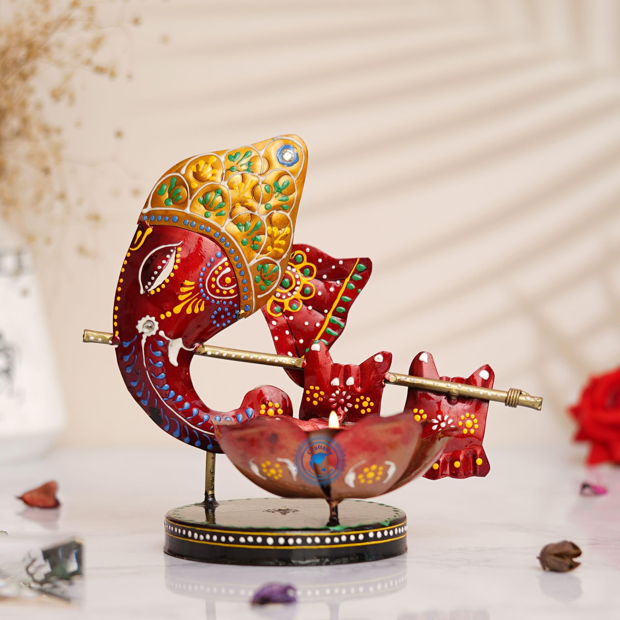 Craftasia Decorative Handcrafted Multicolor Metal Ganesh Red Tea Light Holder for Home Decoration and Gift (B0CV38TTV4) Amazon Price History, Amazon Price Tracker
