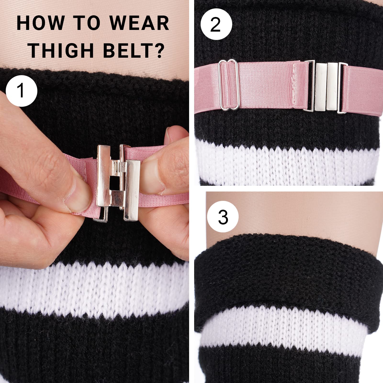 Moon Wood Women's Plus Size Thigh Garter Belt Adjustable High Elastic Leg Garter Belt for Thigh High Stockings