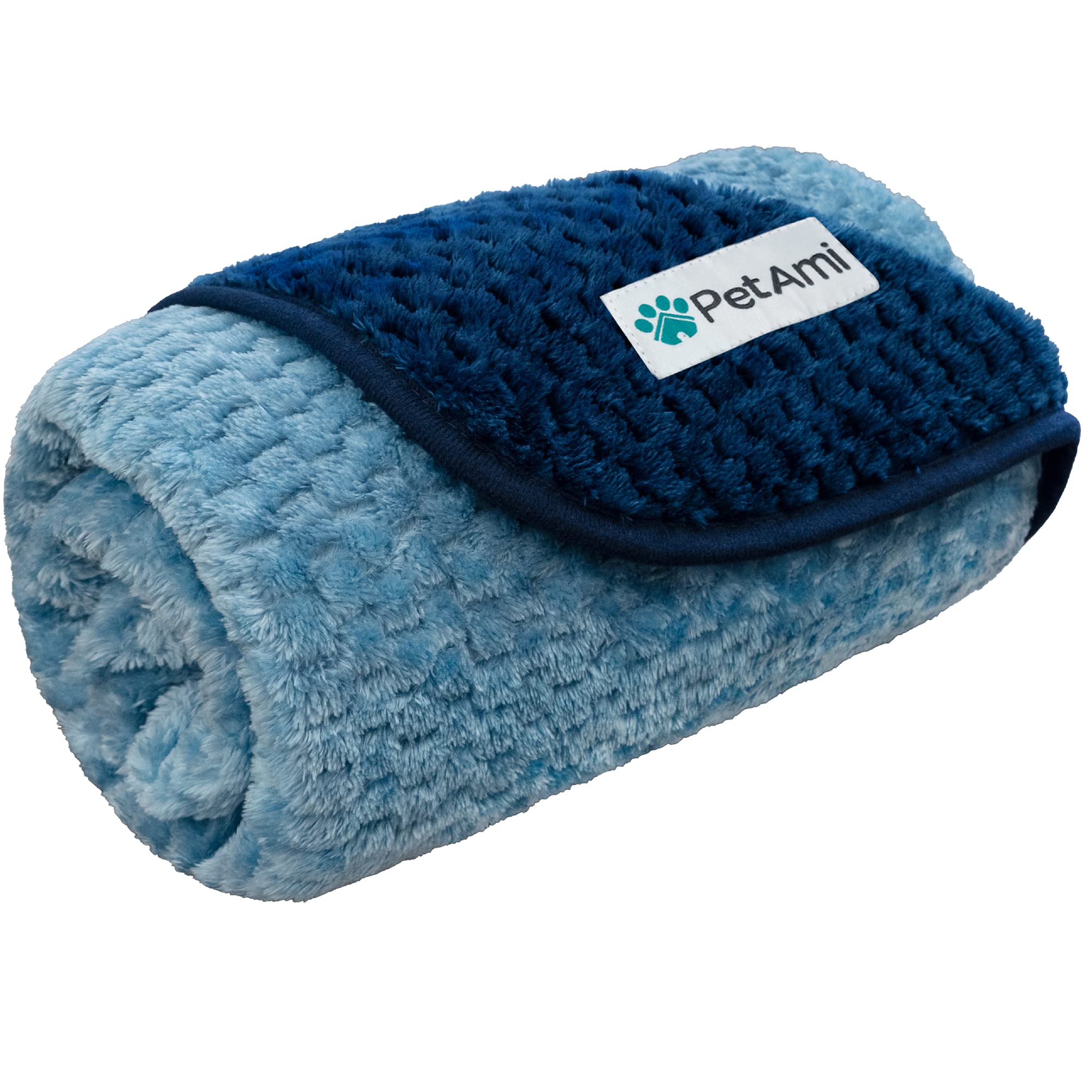 Petami Navy/Blue Waterproof Fleece Dog Blanket, Pet Blanket Small Medium Large Dogs, Waffle Textured Throw Bed Couch Protector Indoor Cat Puppy Kitten, Reversible Warm Soft Plush Fuzzy, Medium 29X40
