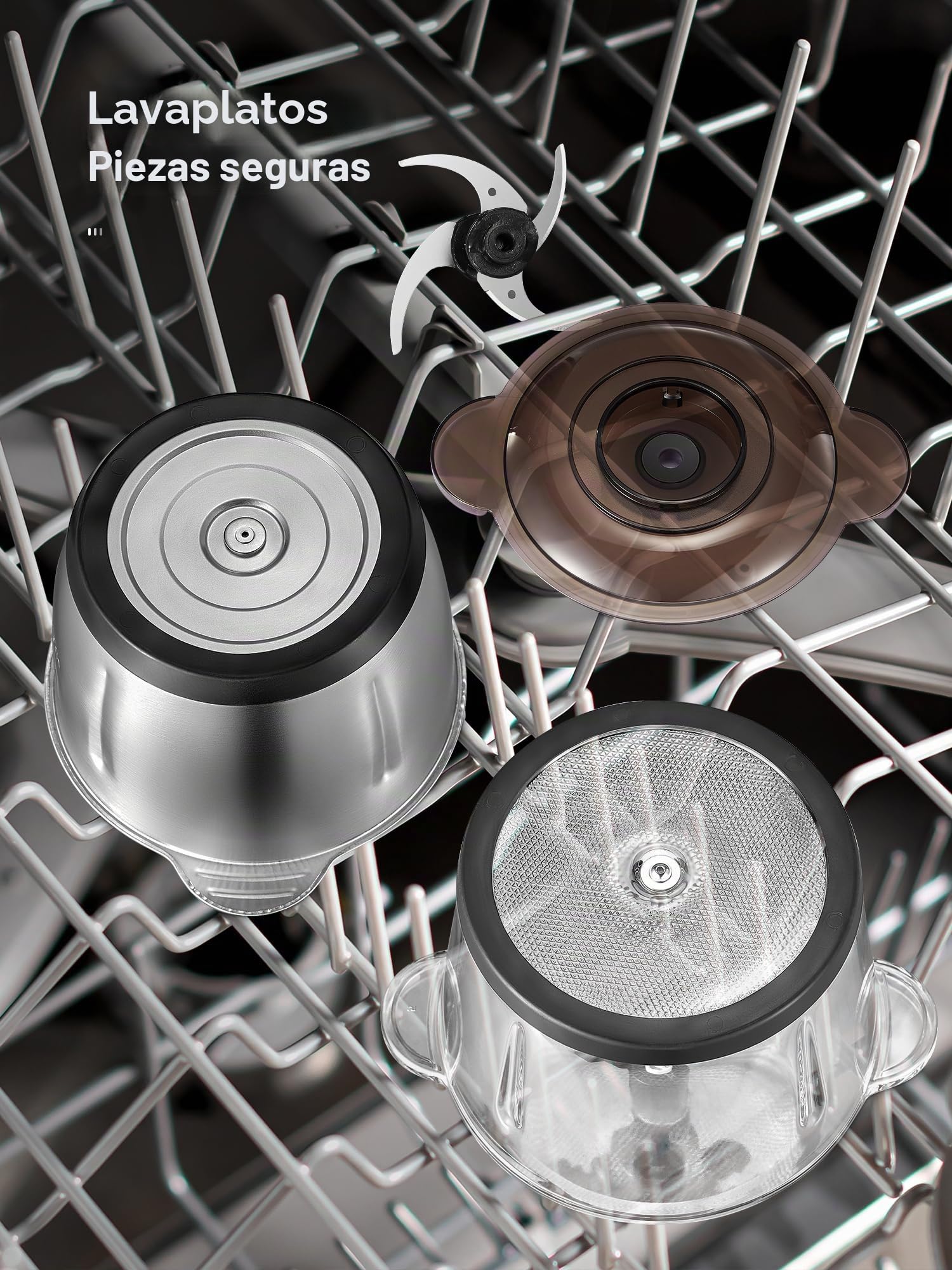 Picadora Eléctrica de Alimetos con 2 Grandes Recipientes (3L+3L), Mini Picadora Eléctrica, 2 Velocidades, 1 Cuchilla de Doble Nivel, Picadora de Carne con Motor de Cobre de 500W