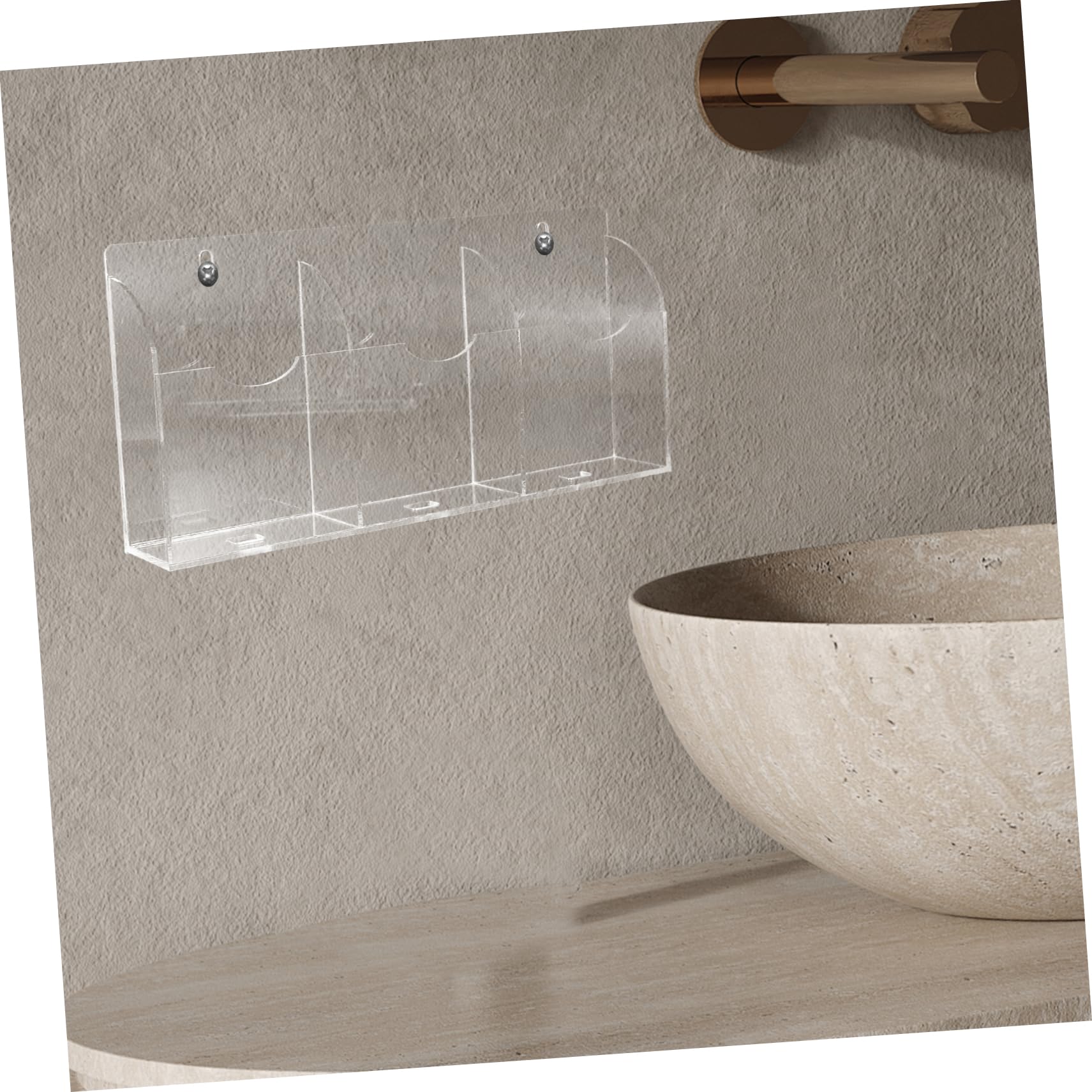 Elegante supporto da parete in acrilico trasparente per telecomandi e telefono con scomparti, moderno per telecomandi TV e forniture per ufficio, design salvaspazio