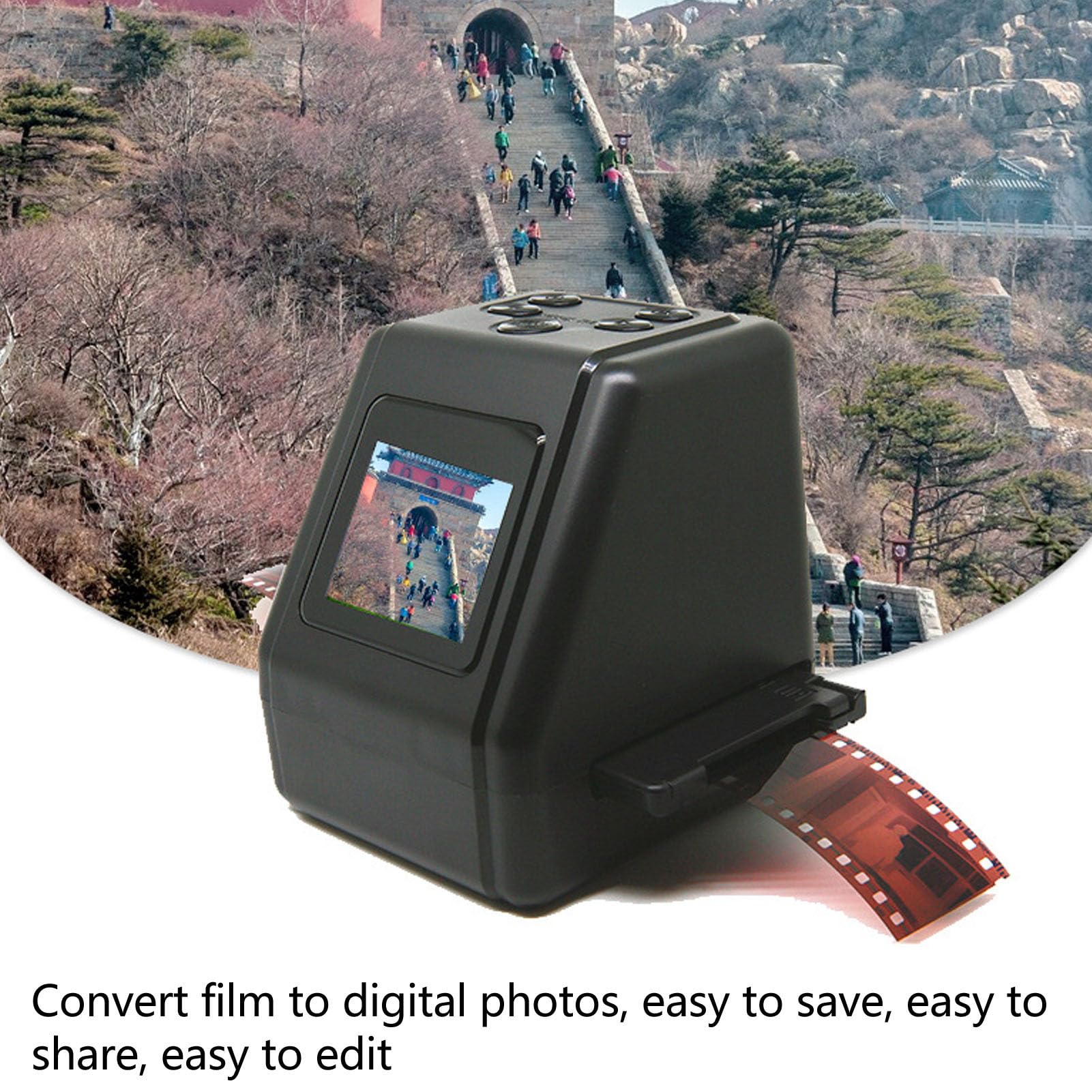 Pissente Skaner Filmów, Skaner Slajdów z 2-calowym Ekranem i kartą Pamięci 64 GB, z Obiektywem o Wysokiej Rozdzielczości do Filmów 135 126 110 Super 8 Mm Oraz Czarno-białych Negatywów