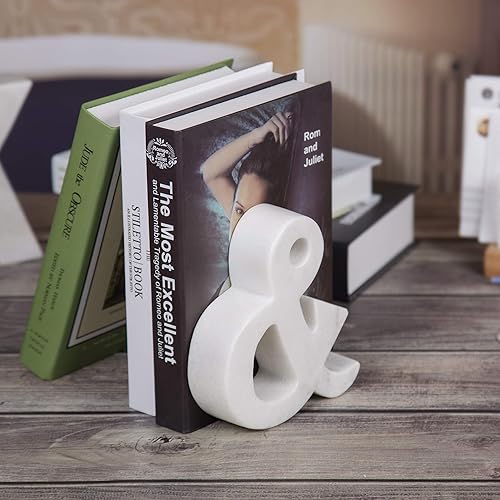 Miniatura 6 de Creative Home 74864 Letra de piedra de mármol natural Ampersand, sujetalibros, peso del papel, 5.5 pulgadas de ancho x 5-78 pulgadas de alto, 1-12