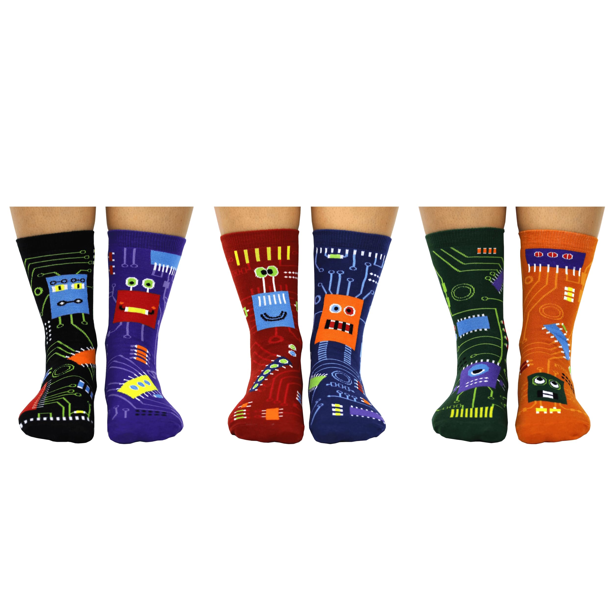 United Oddsocks - Sock Bytes - Scatola 6 calzini dispari per bambini - UK 12-5.5 EUR 30.5-38.5 US 13.5-8, Multicolore, 12