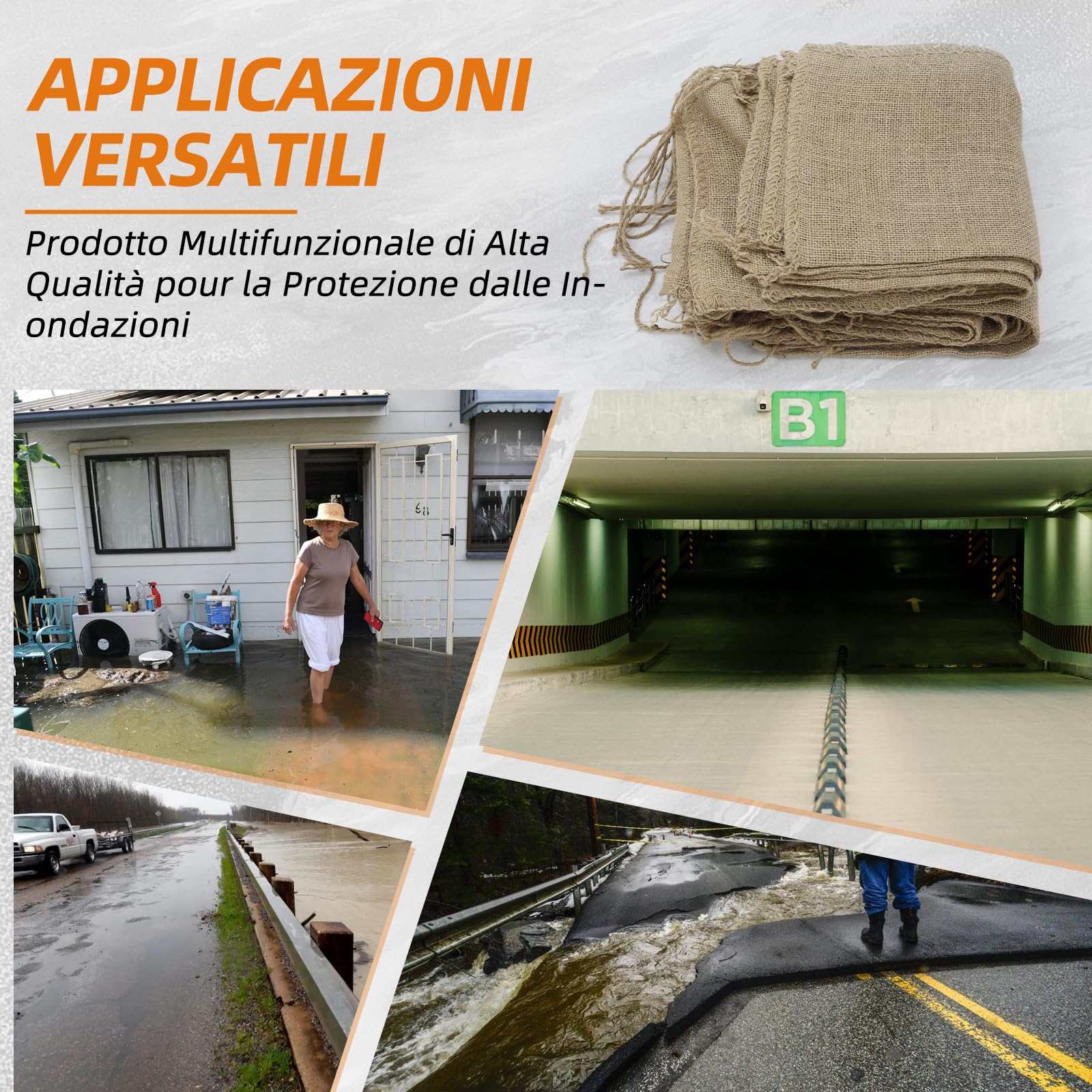 Sacchi di iuta (30 x 60 cm), 20 pezzi, vuoti, ideali per la protezione delle inondazioni, sacchetti stabili